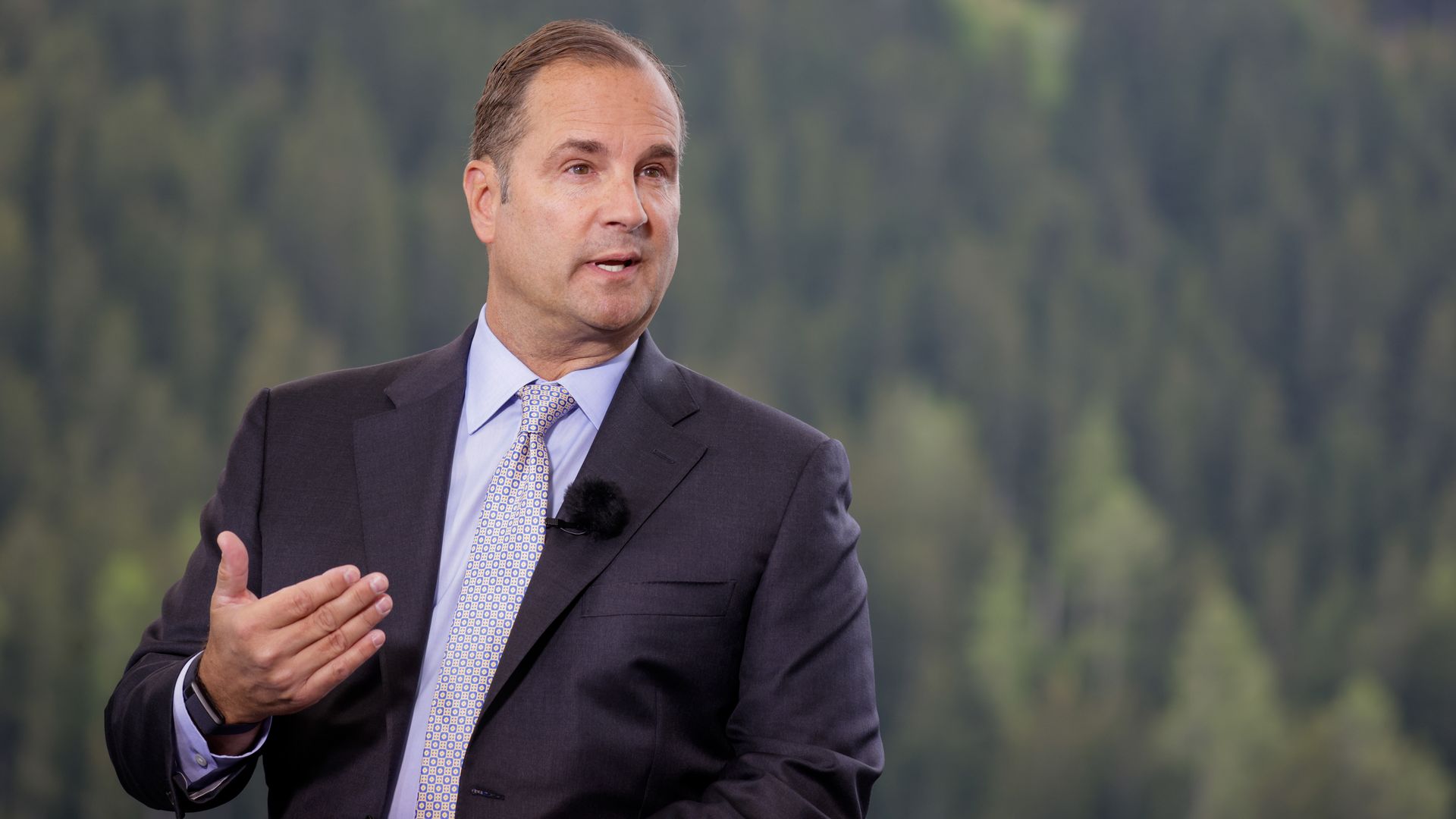 Marriott International CEO Tony Capuan speaking in Davos, Switzerland, in May 2022.