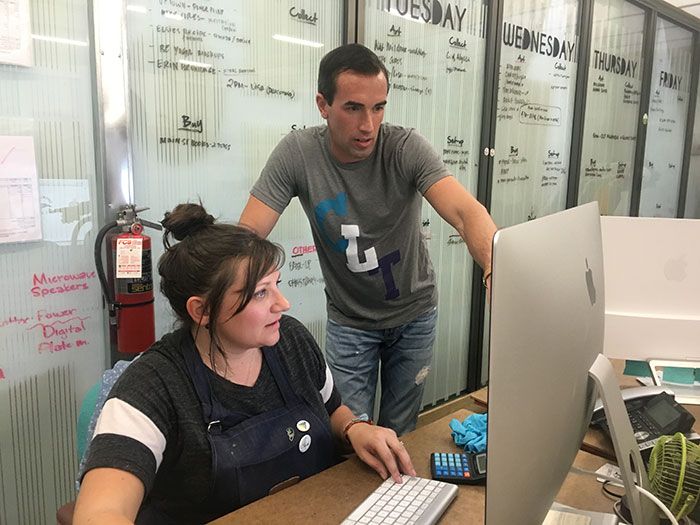 JD-and-Aubrey-designing-shirts