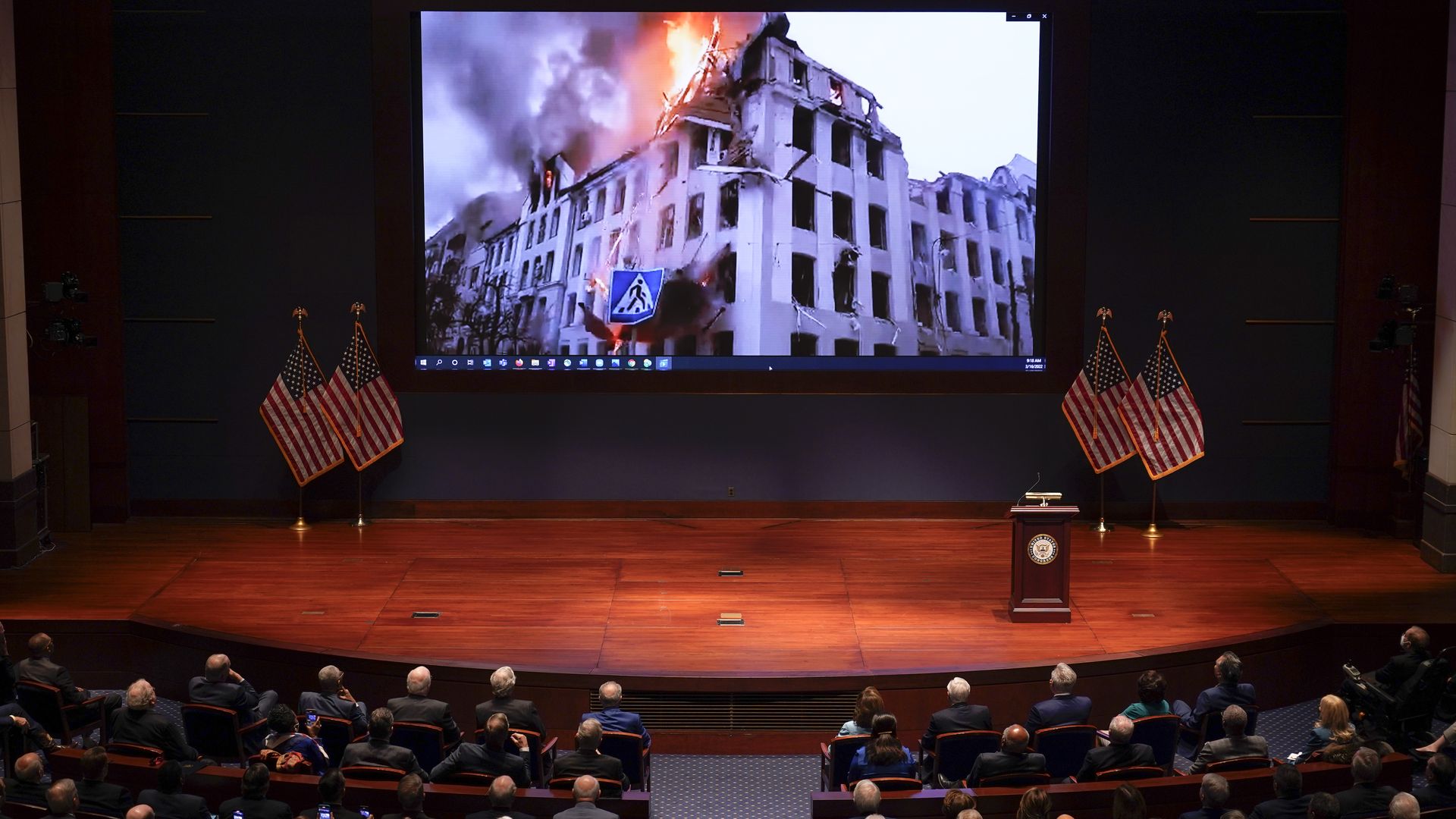 A video showing damage in Kyiv was viewed by Congress on Tuesday.