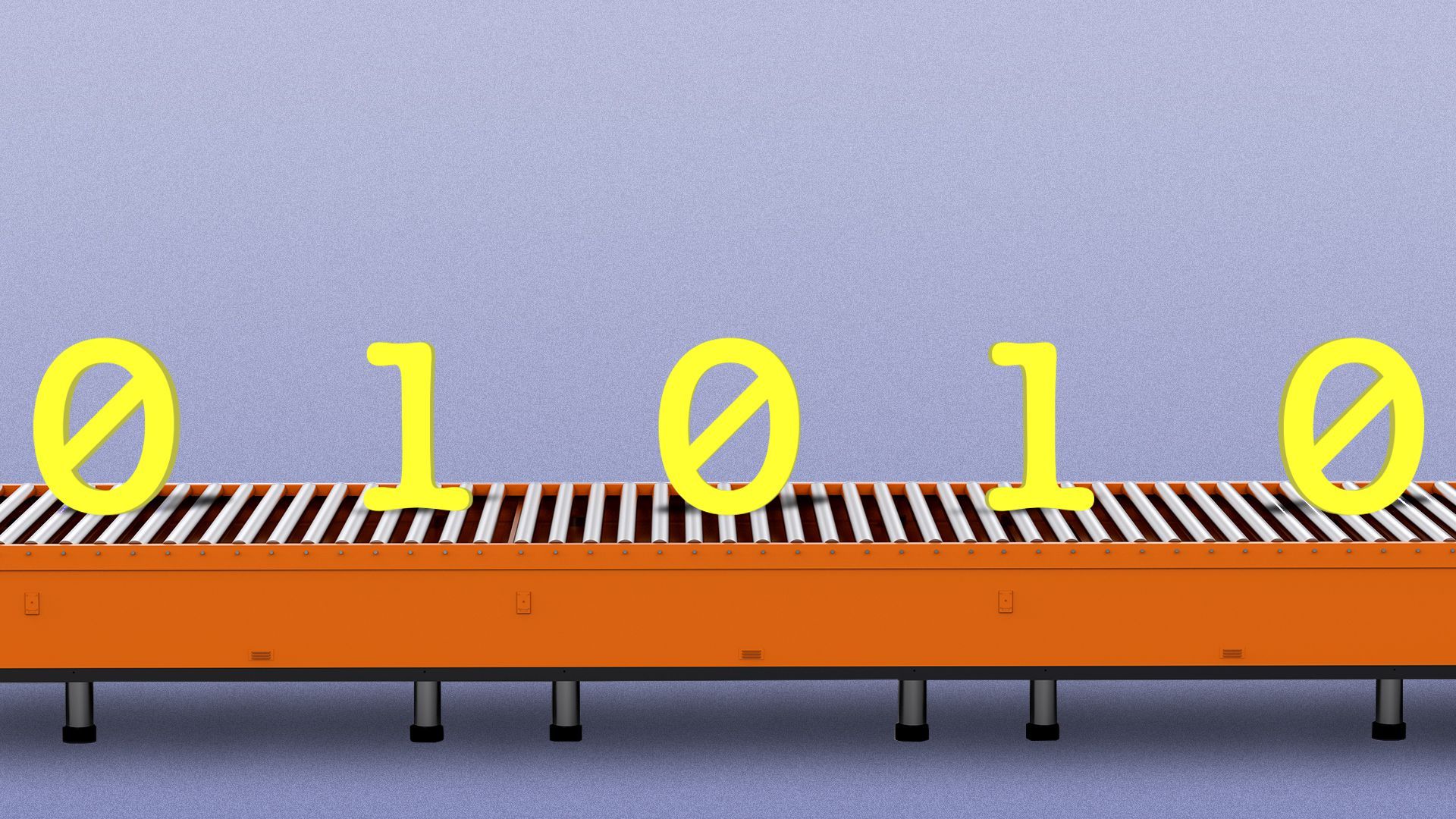 Illustration of binary code on a conveyor belt