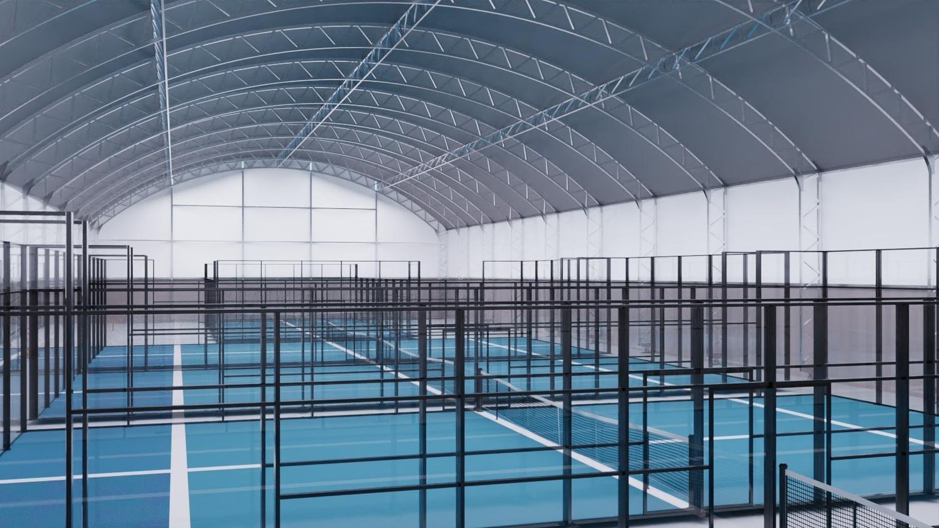 Rendering of indoor padel courts.