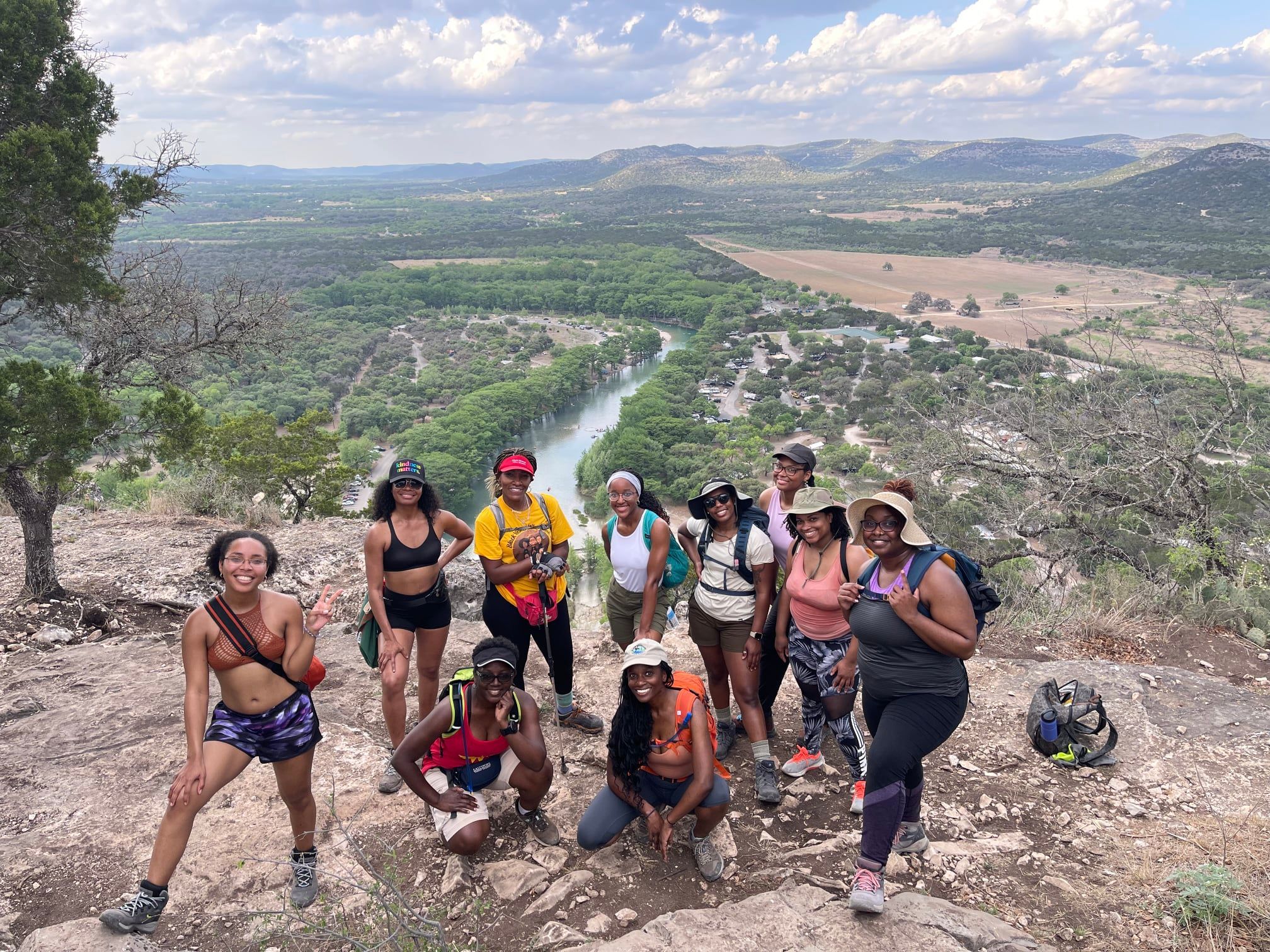 An outing of Black Women Who Kayak+ at Inks Lake State Park in May 2022.