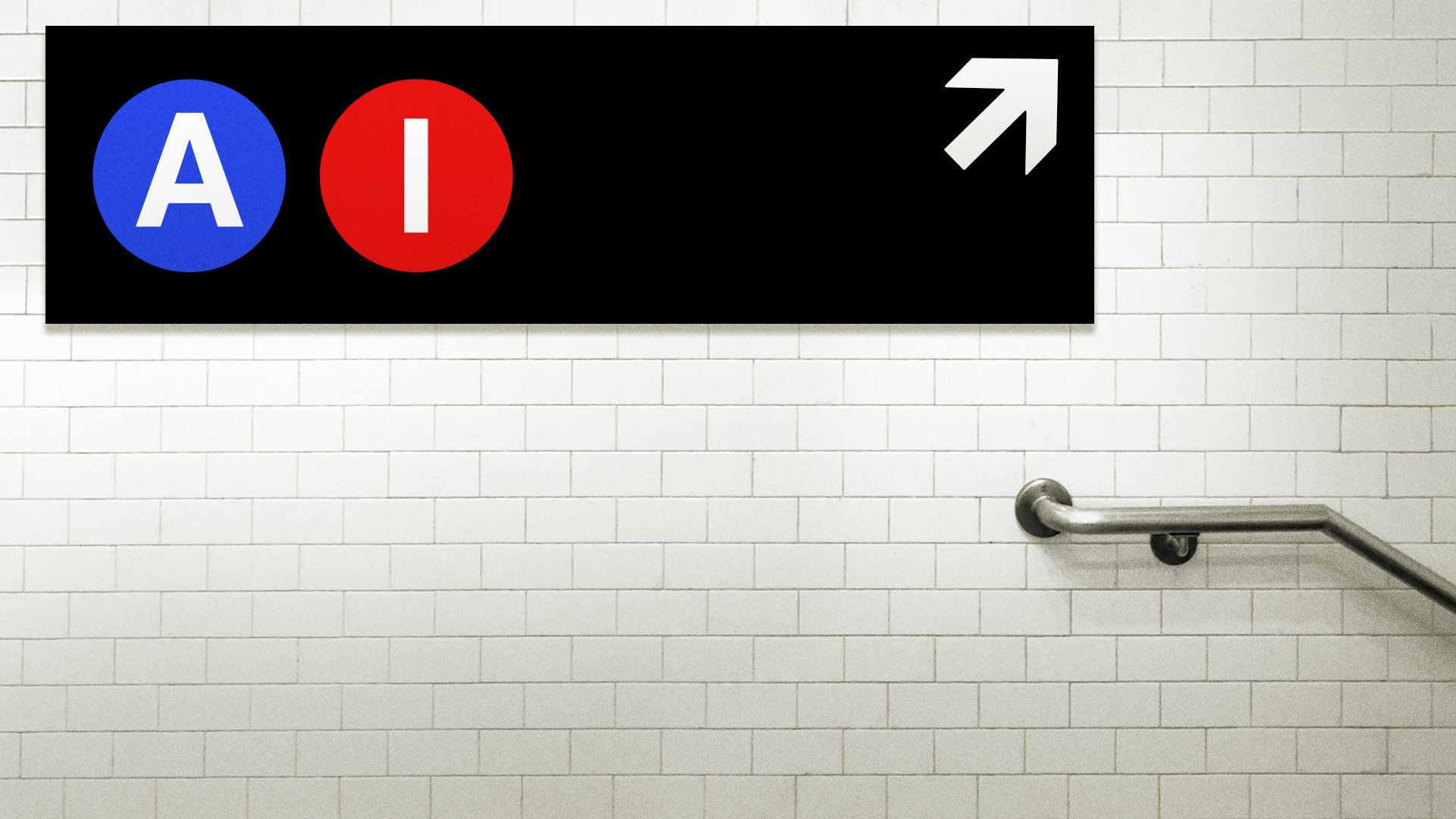 Illustration of a New York City subway sign with the letters "A" "I" on colored circles.