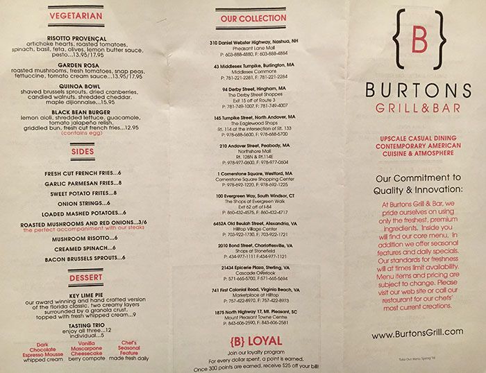 Burtons Grill opens November 1. View menu and look inside. Axios