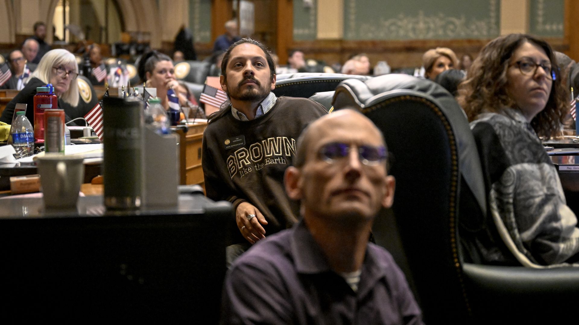 Rep. Tim Hernandez, above center, watches a vote in the state House in November. Photo: AAron Ontiveroz/The Denver Post