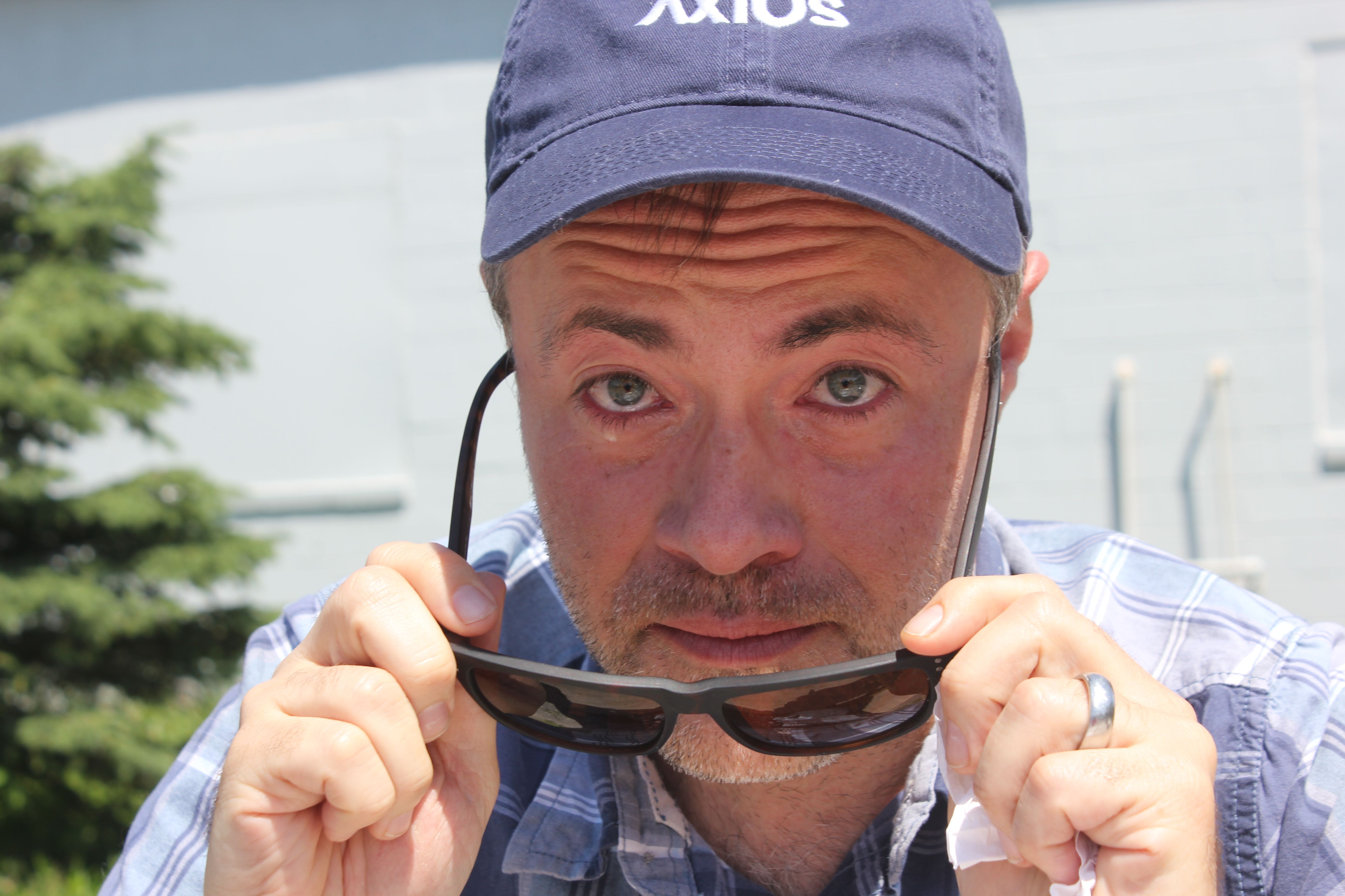 Jason Clayworth with his eyes watering.