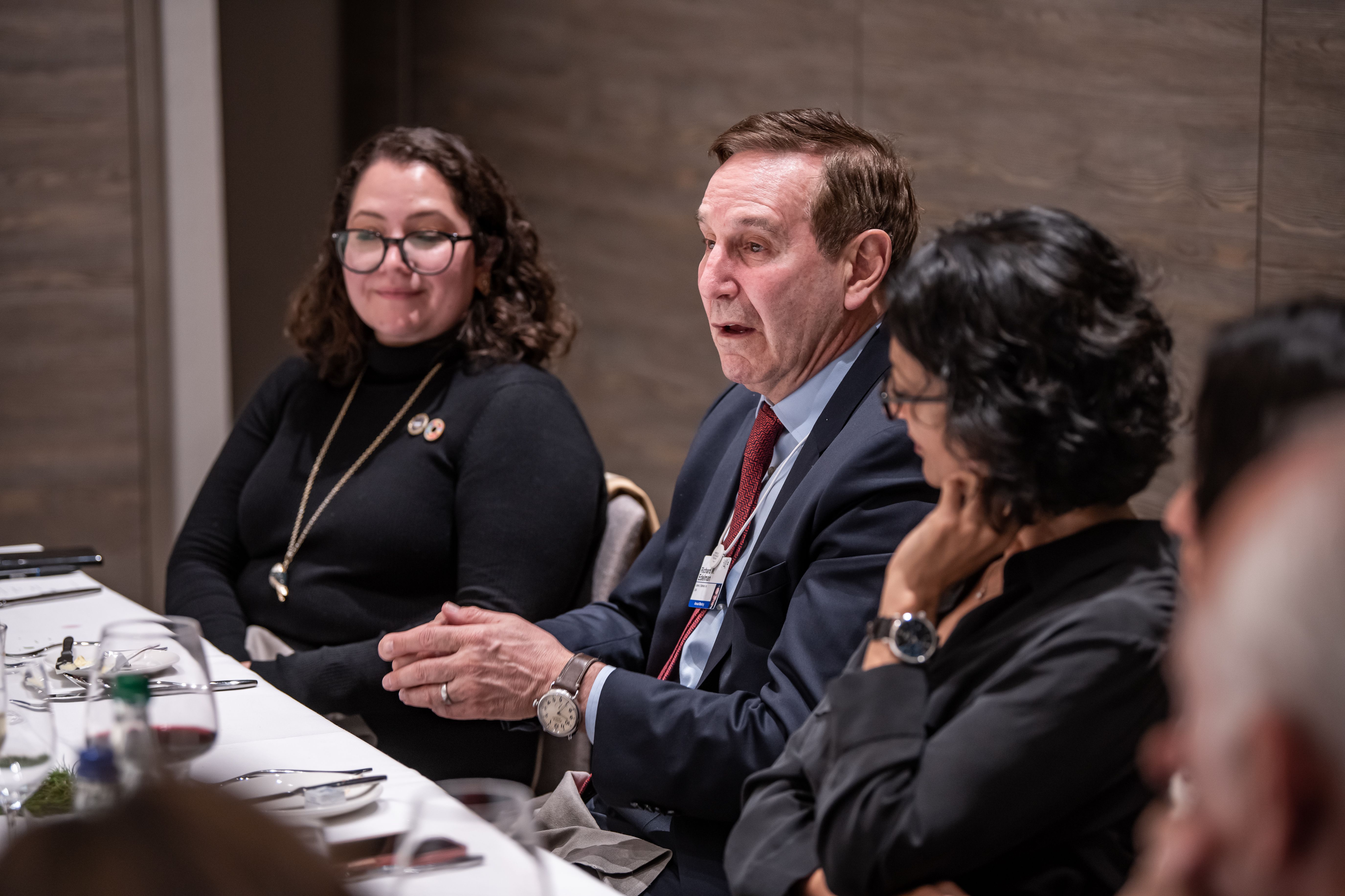 Edelman CEO Richard Edelman speaking to the Axios roundtable group.