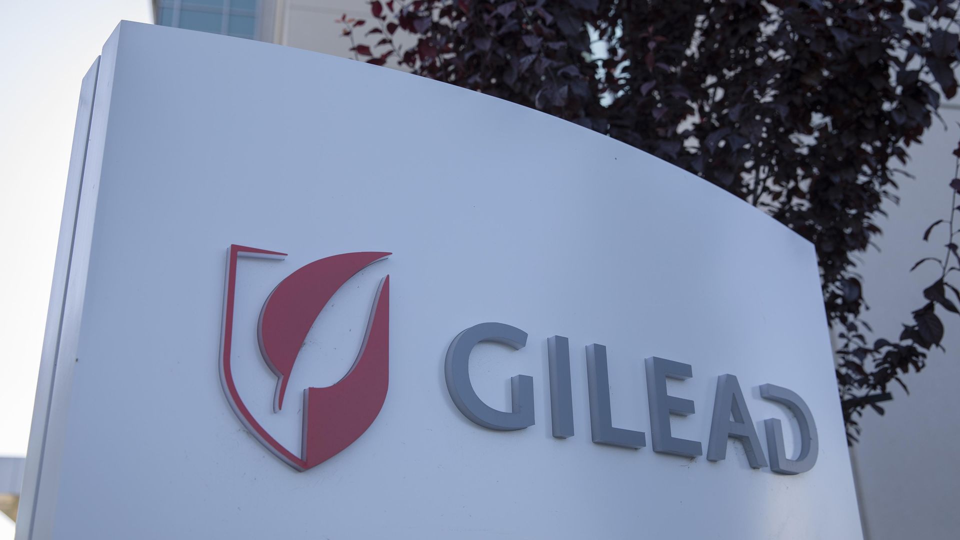 A sign outside Gilead Sciences Inc. headquarters.
