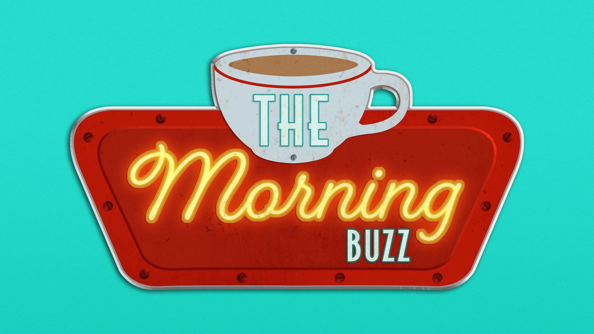 Illustration of a retro diner style sign that says "The Morning Buzz."