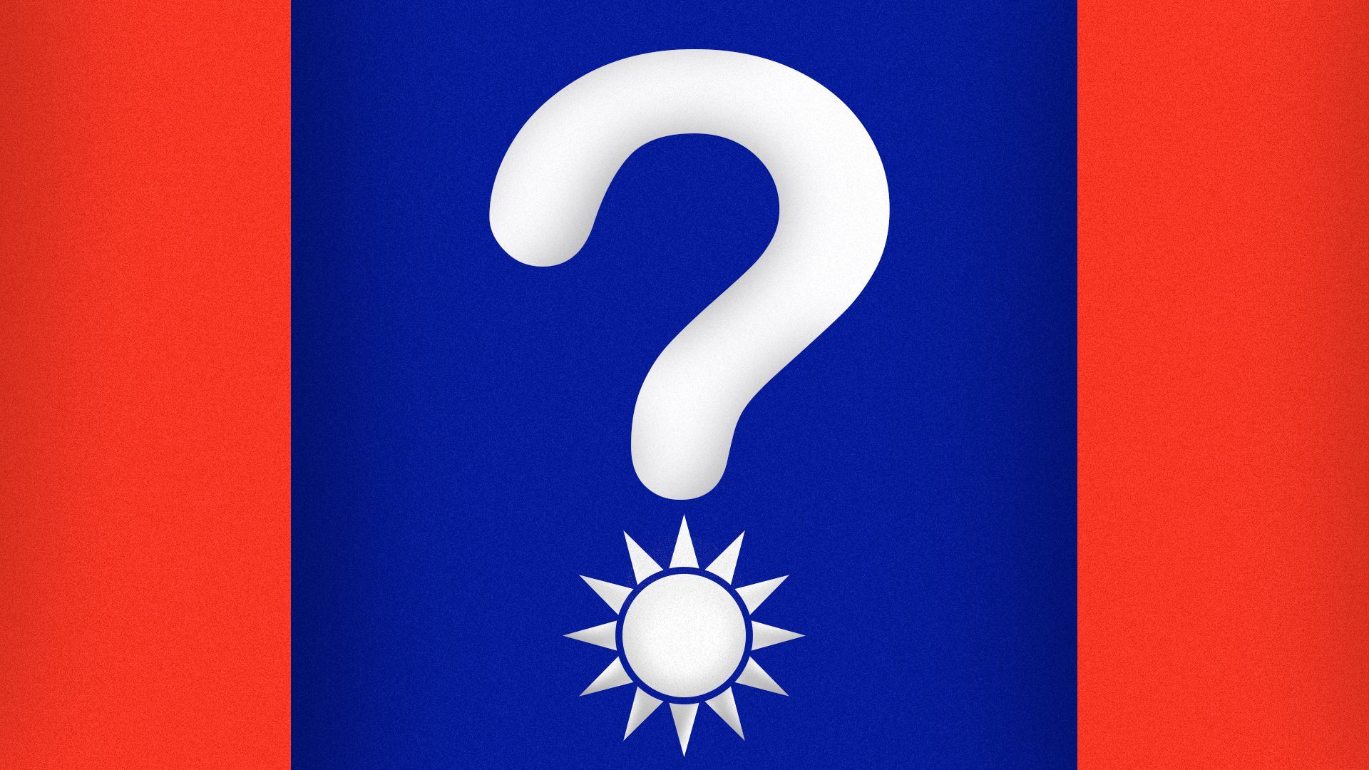 Illustration of a question mark stylized with the sun from the Taiwanese flag as the dot. 
