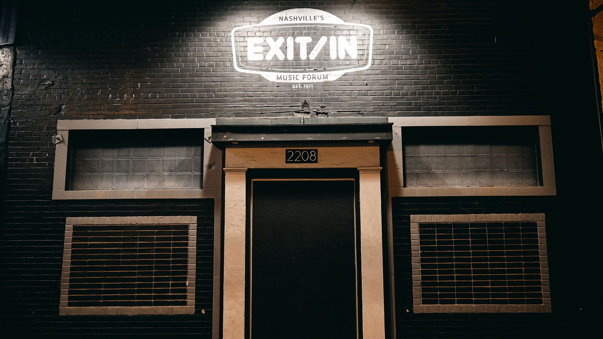 An exterior shot of the Exit/In music venue.
