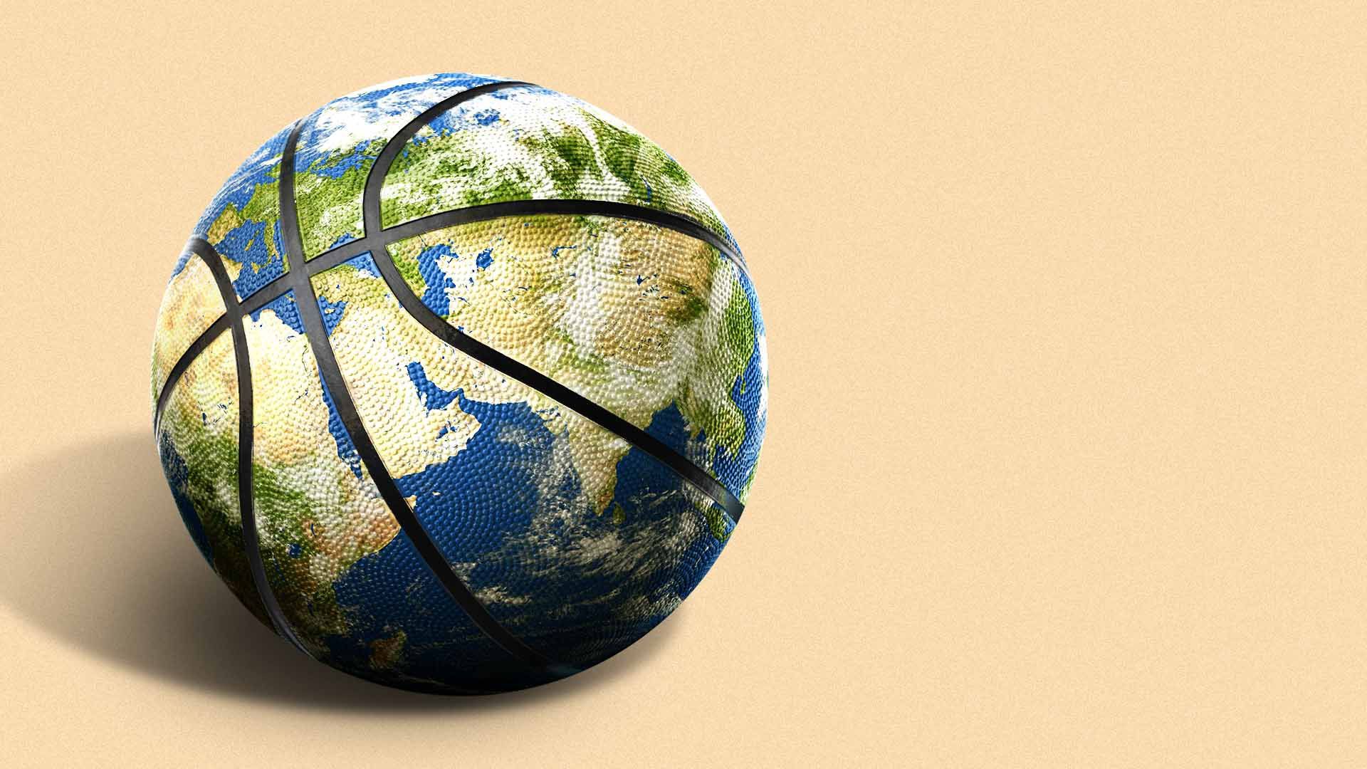 Illustration of a globe in the form of a basketball