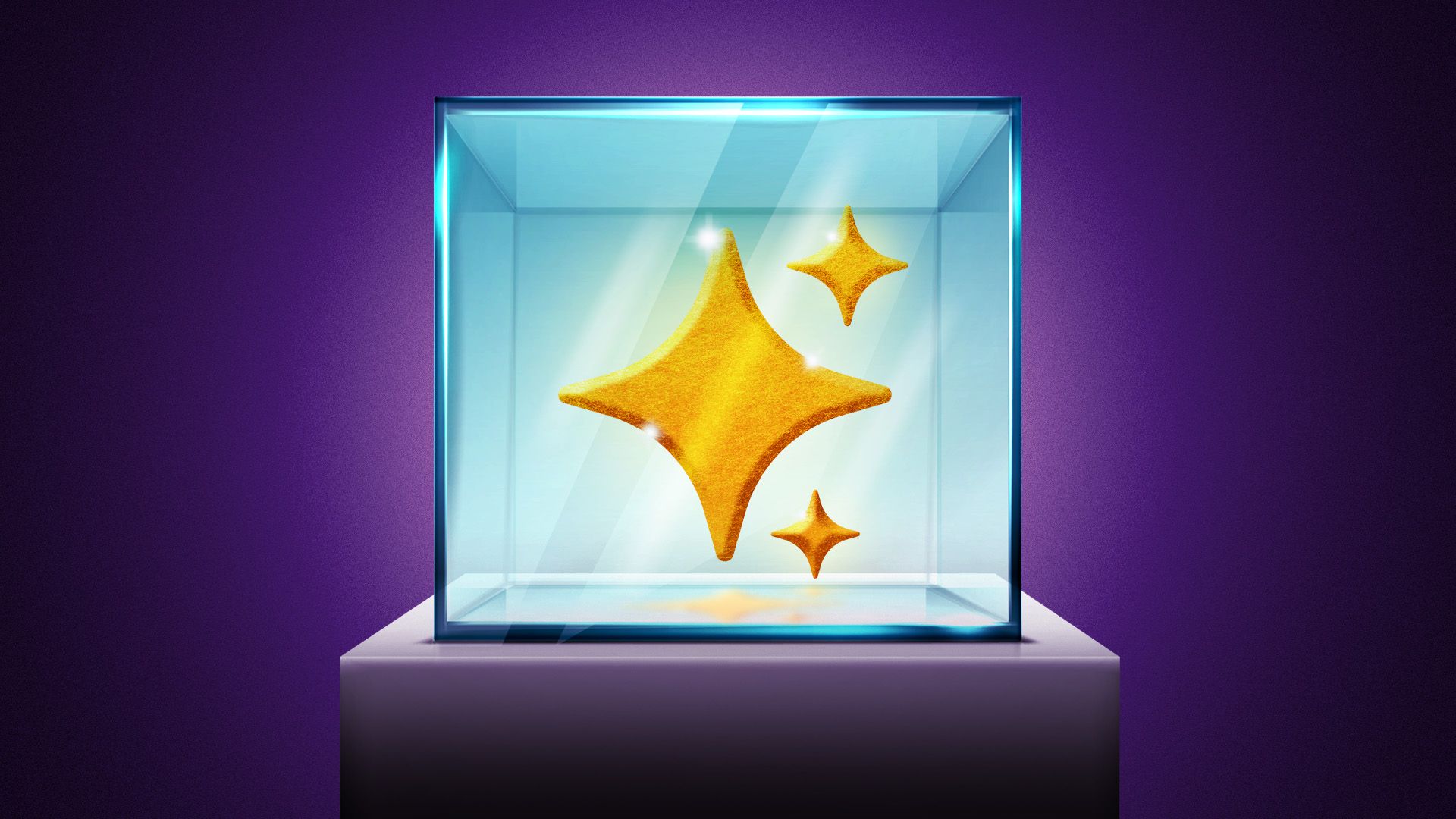 Illustration of an AI sparkle encased in a glass box