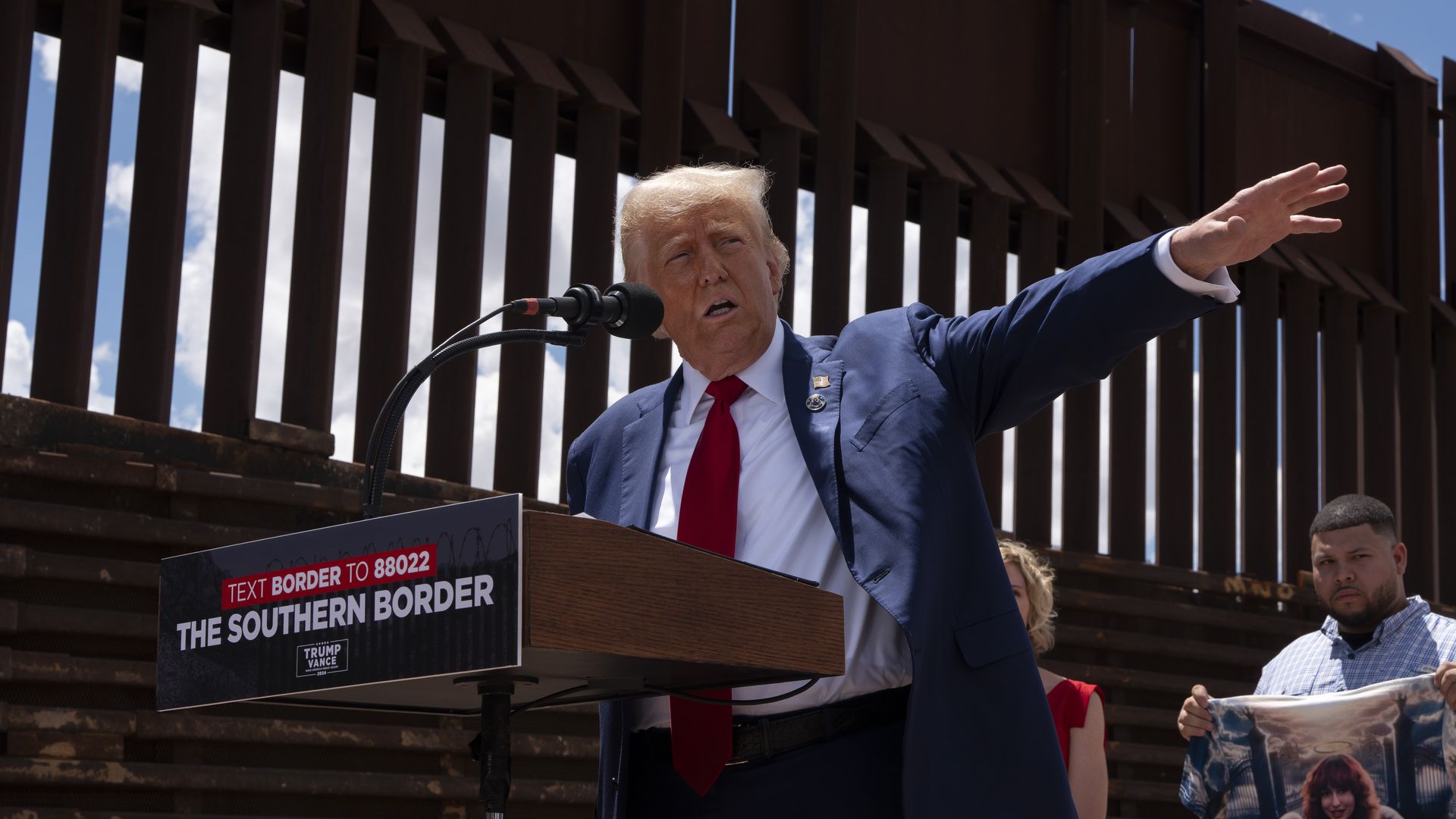Trump speaks at the U.S.-Mexico border.
