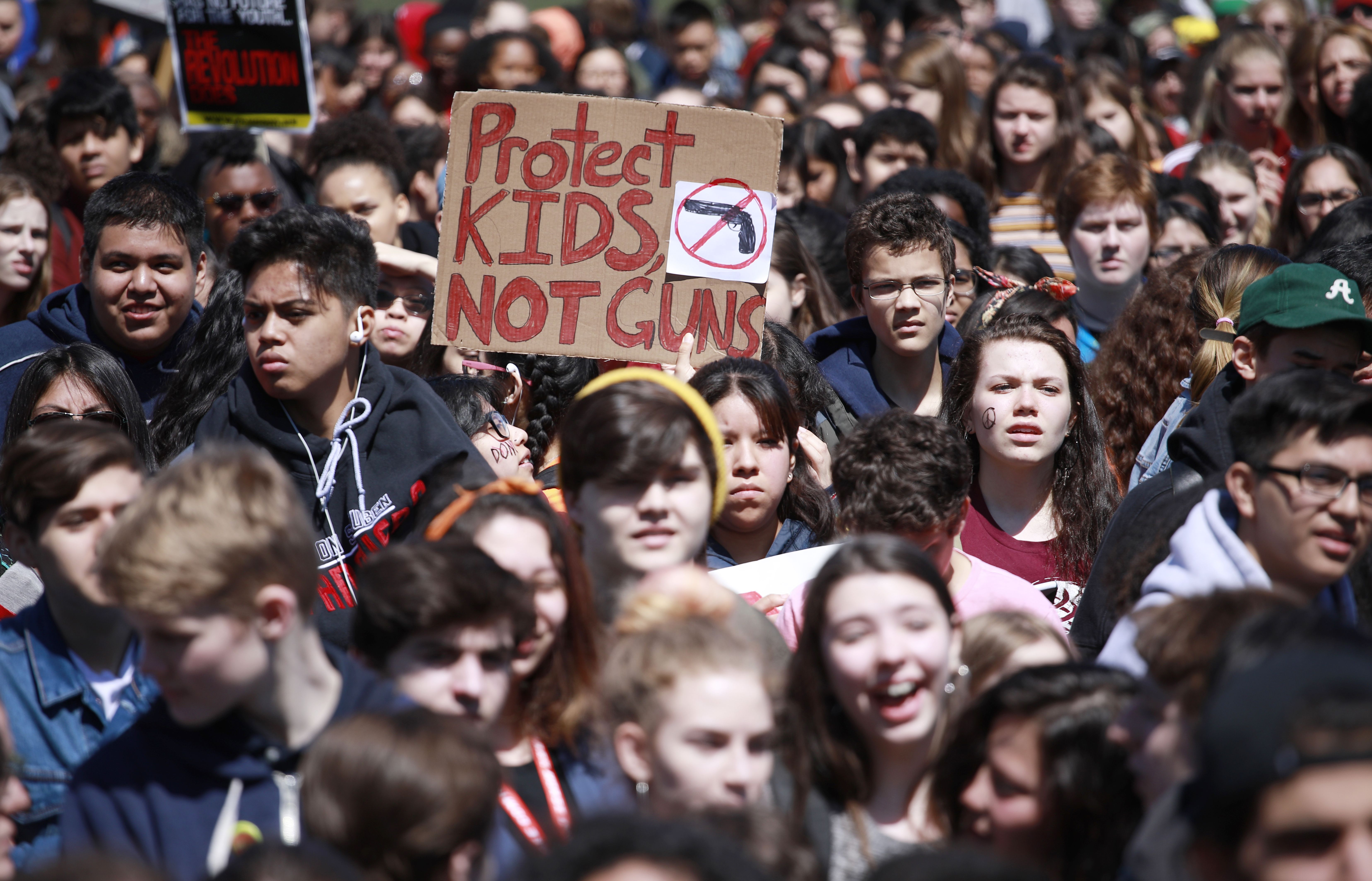 Students in Chicago participate in protests against school violence on April 20.