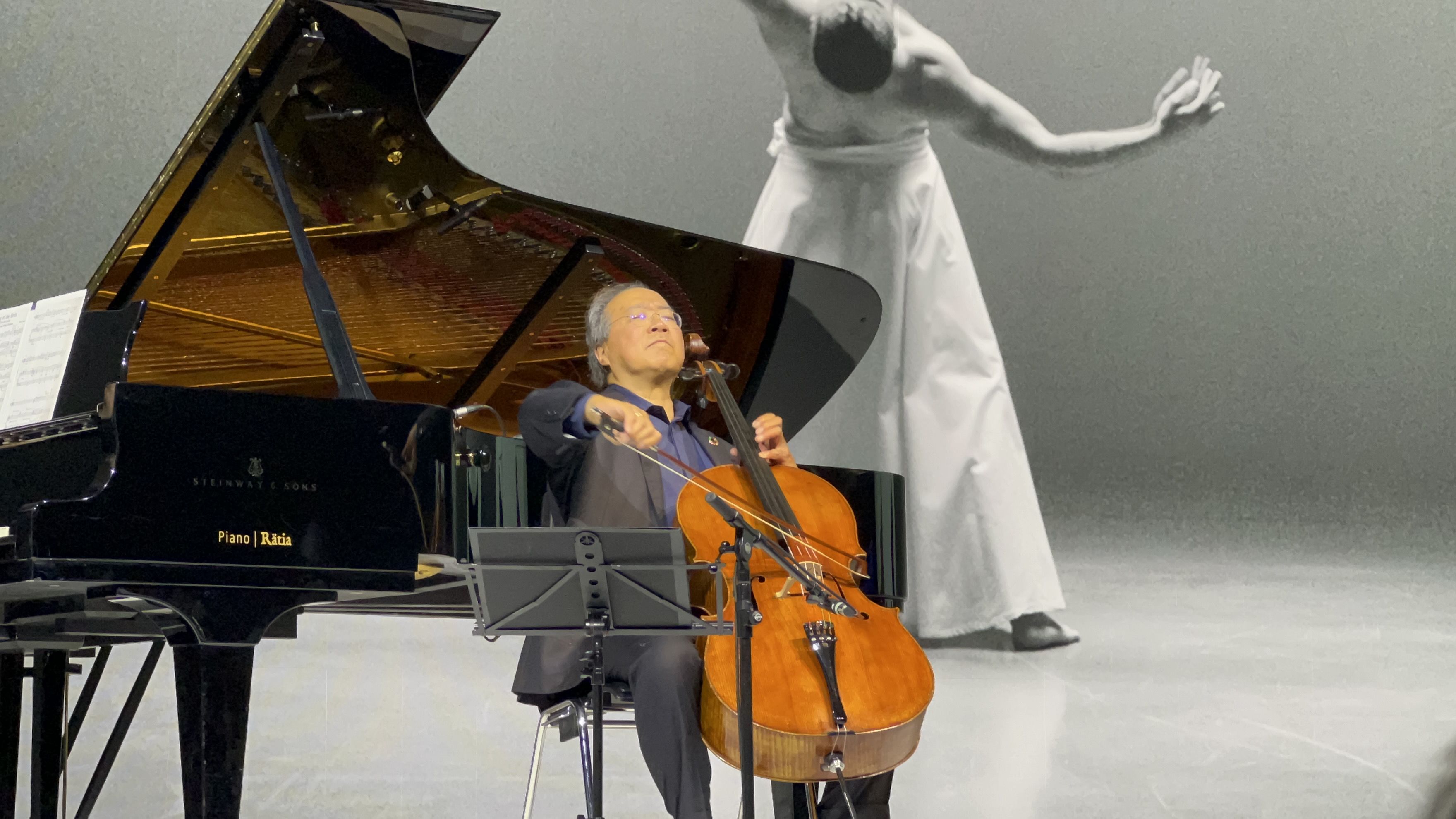 Yo Yo Ma performs at a Ukraine solidarity concert in Davos