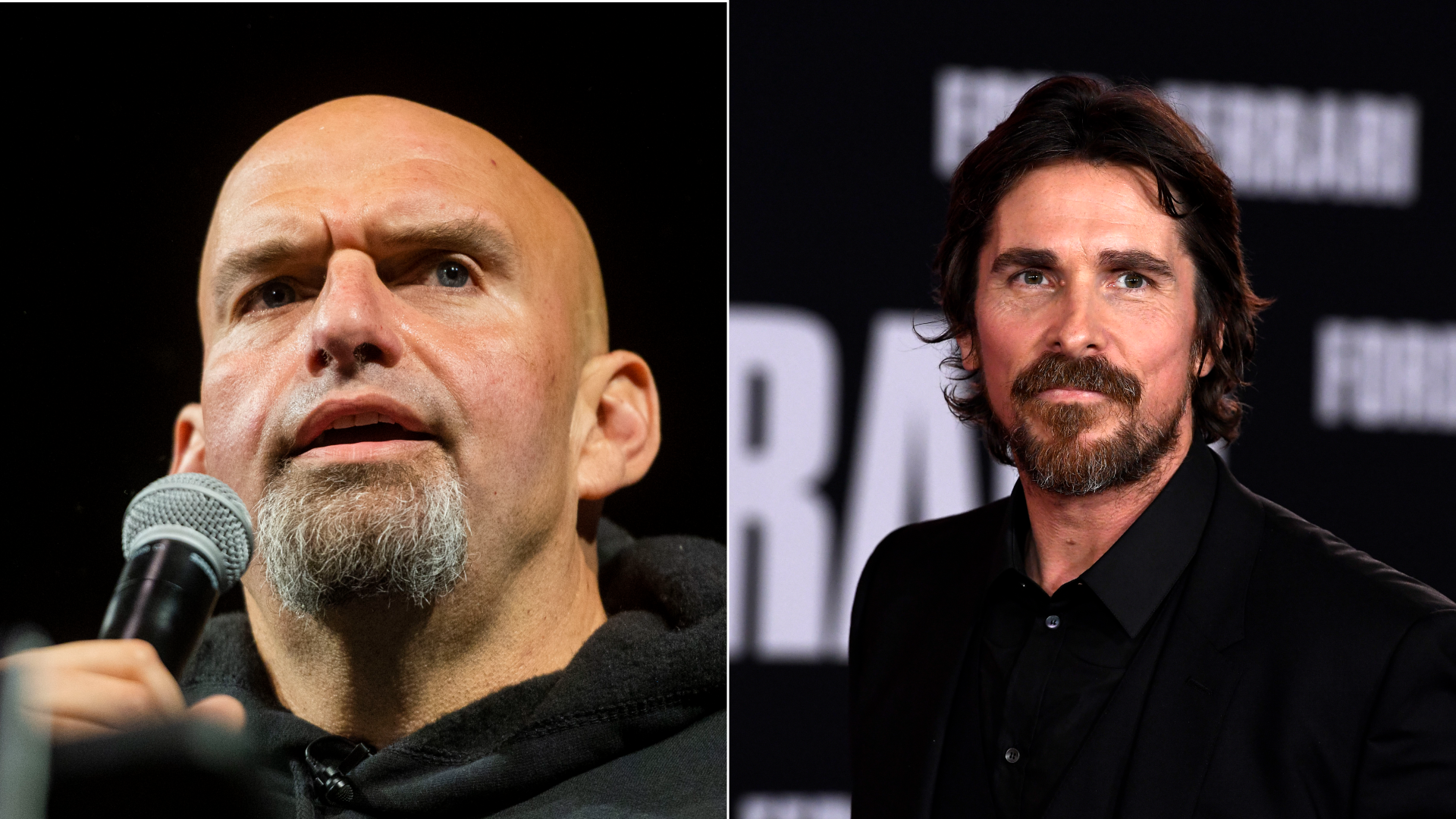 Lt. Gov. John Fetterman and actor Christian Bale.