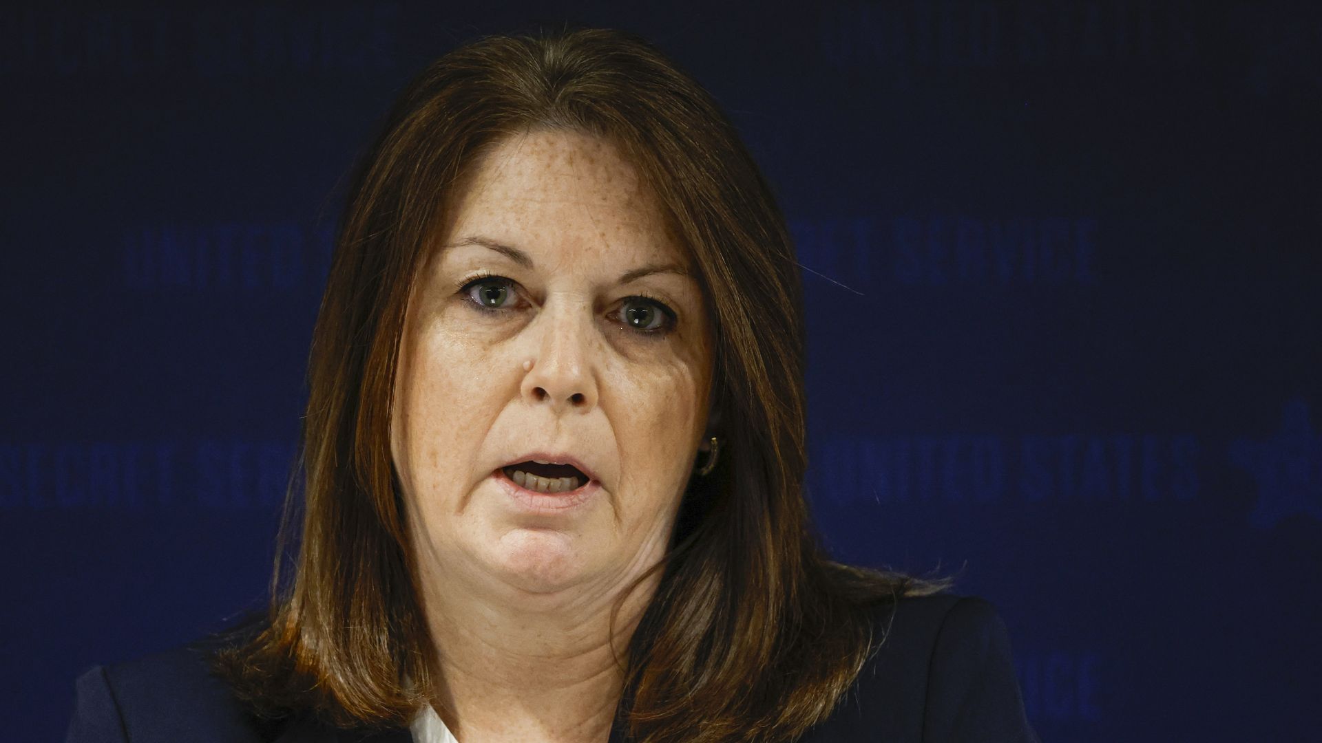 United States Secret Service Director Kimberly Cheatle speaks during a press conference at the Secret Service's Chicago Field Office on June 4 2024 in Chicago, Illinois, ahead of the 2024 Democratic and Republican National Conventions.
