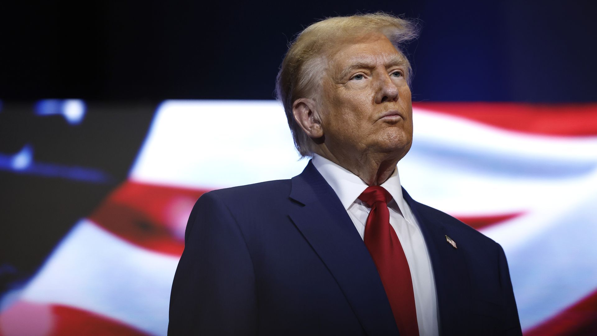 President-elect Trump looks on during a roundtable with faith leaders at Christ Chapel on October 23, 2024 in Zebulon, Georgia.