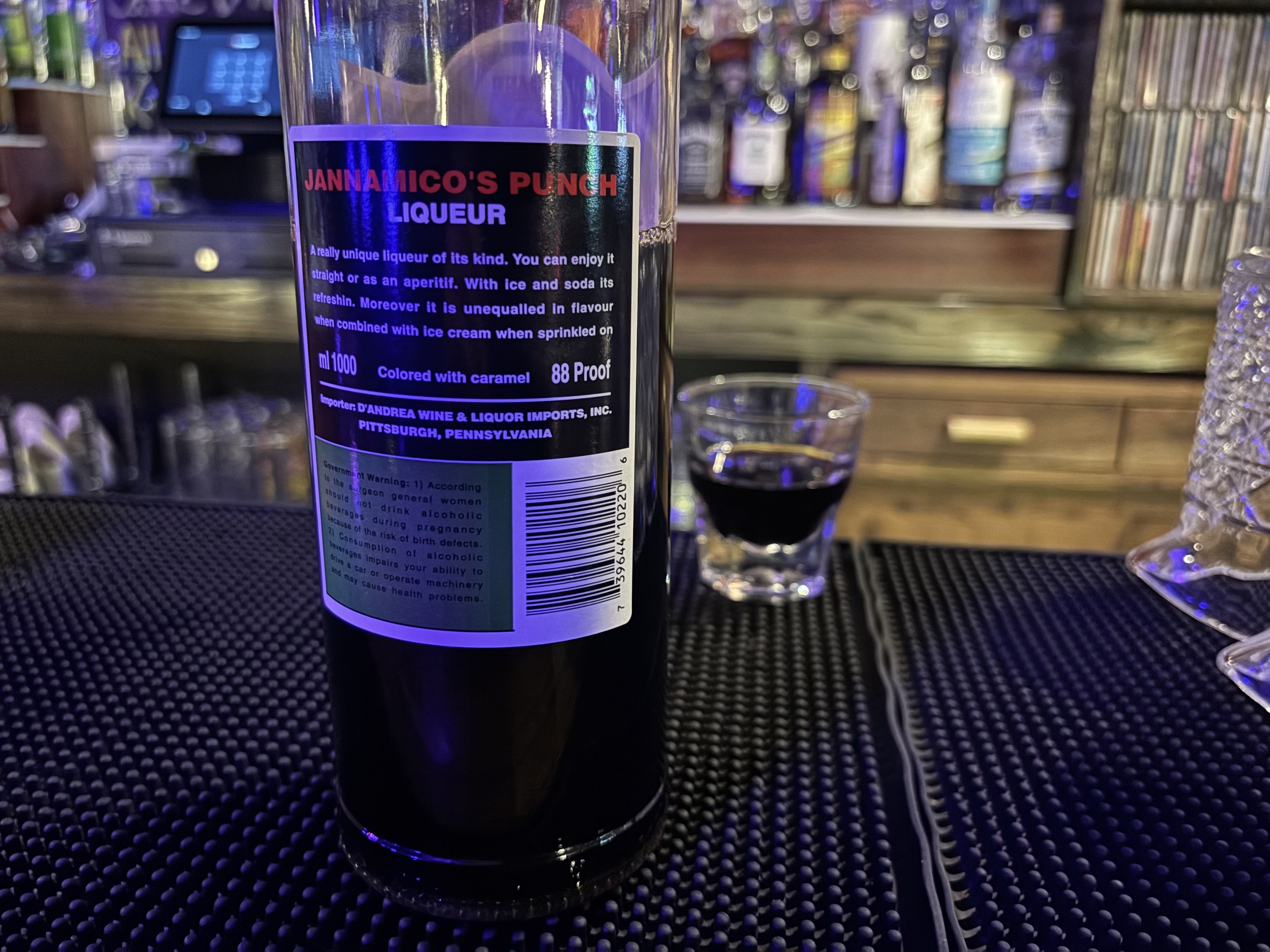 The back label of a bottle of Super Punch suggests you try pouring it over some ice cream