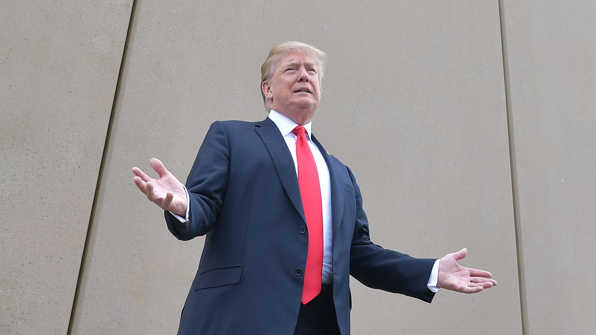 US President Donald Trump speaks as he inspects border wall prototypes in San Diego, California on March 13, 2018.