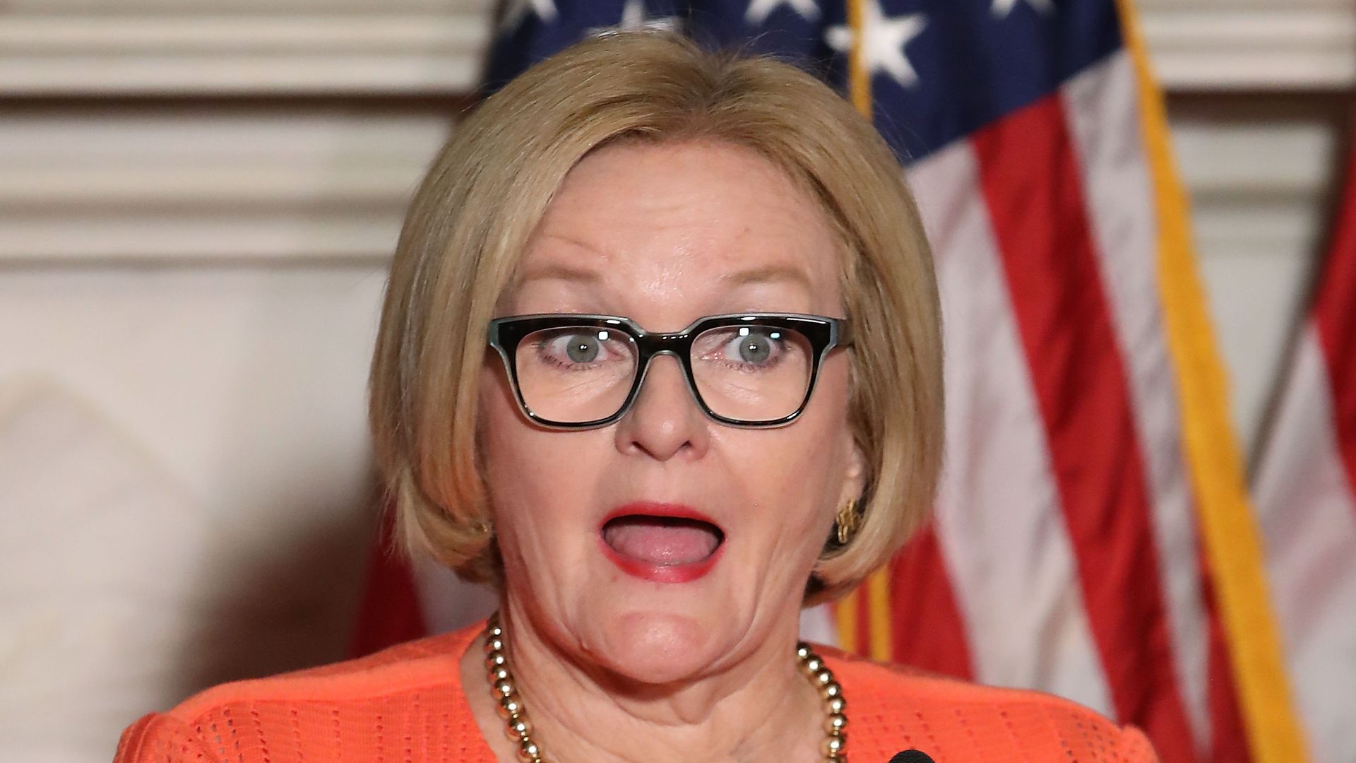 Claire McCaskill looks surprised with mouth agape.