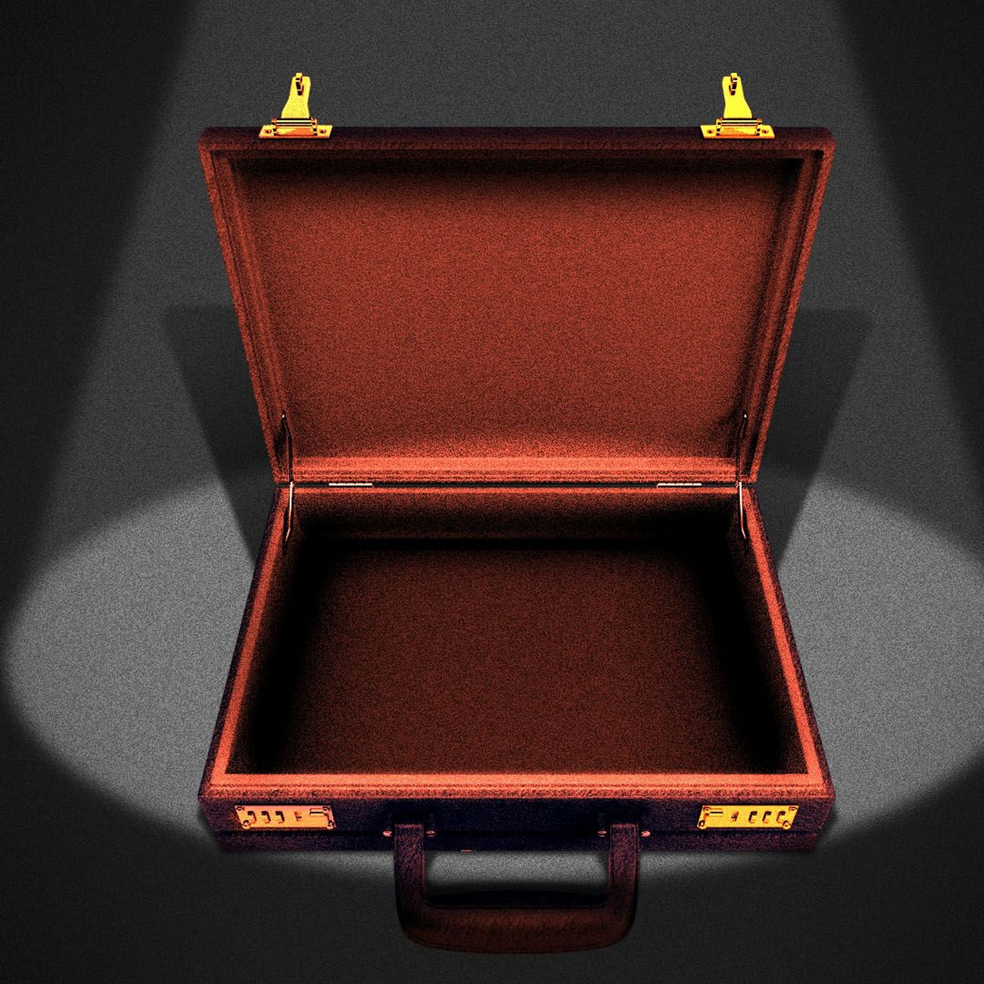 Illustration of an open briefcase with a spotlight on it
