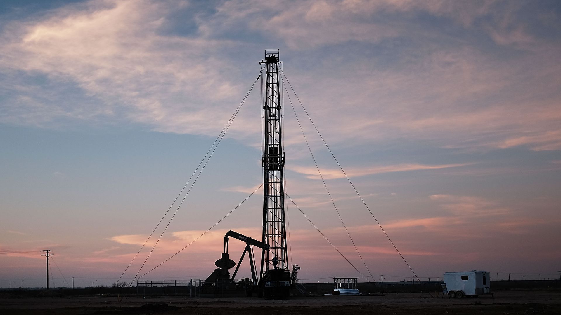 Sunrise at an oil drill in Texas.