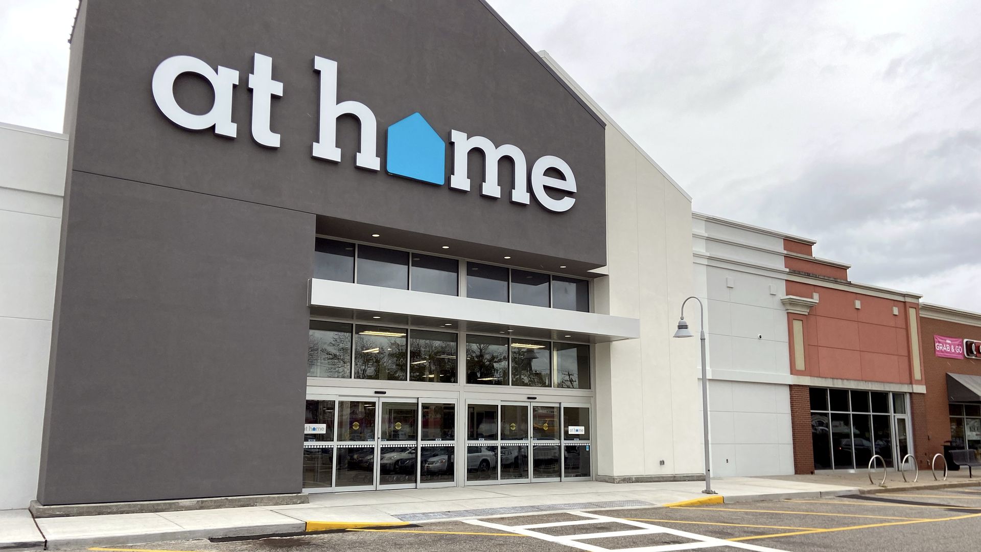 A big-box store with the logo "at home"