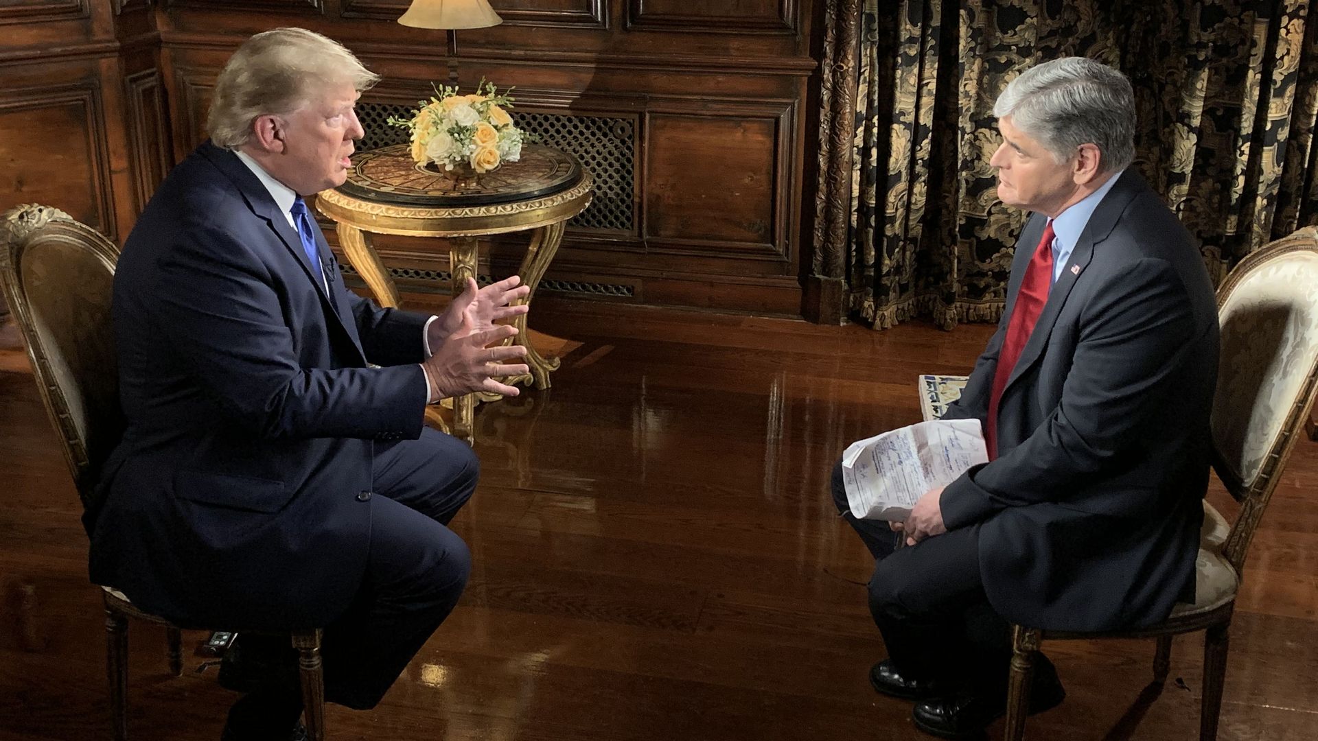 Sean Hannity interviewing President Trump
