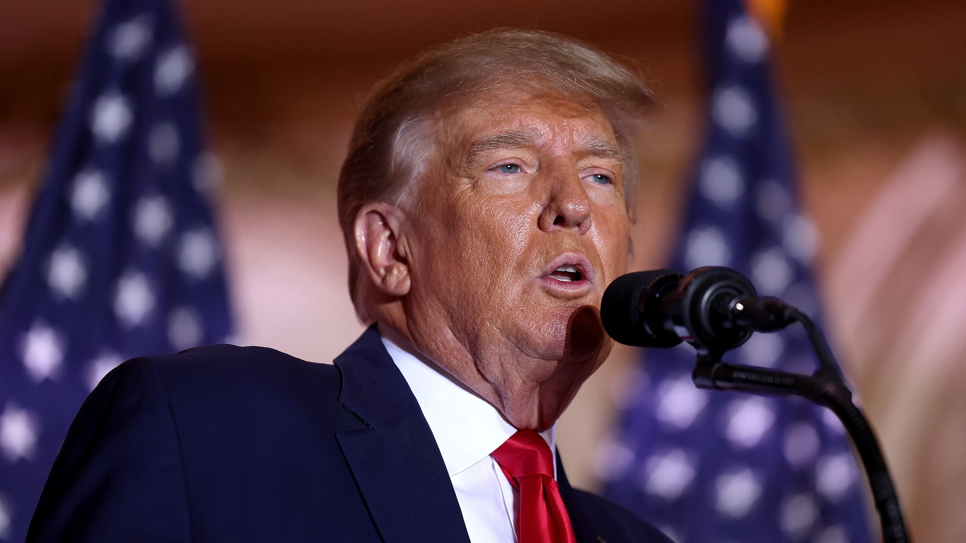 Former President Trump speaking in Palm Beach, Florida, in November 2022.