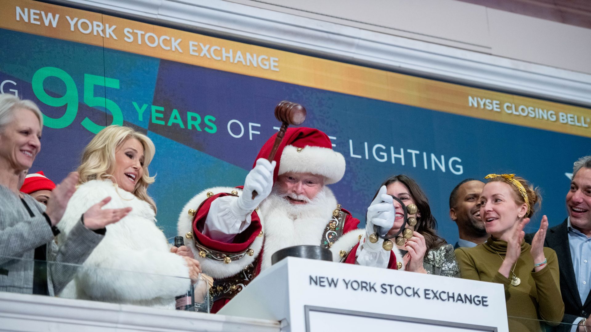 Santa ringing the closing bell at New York Stock Exchange