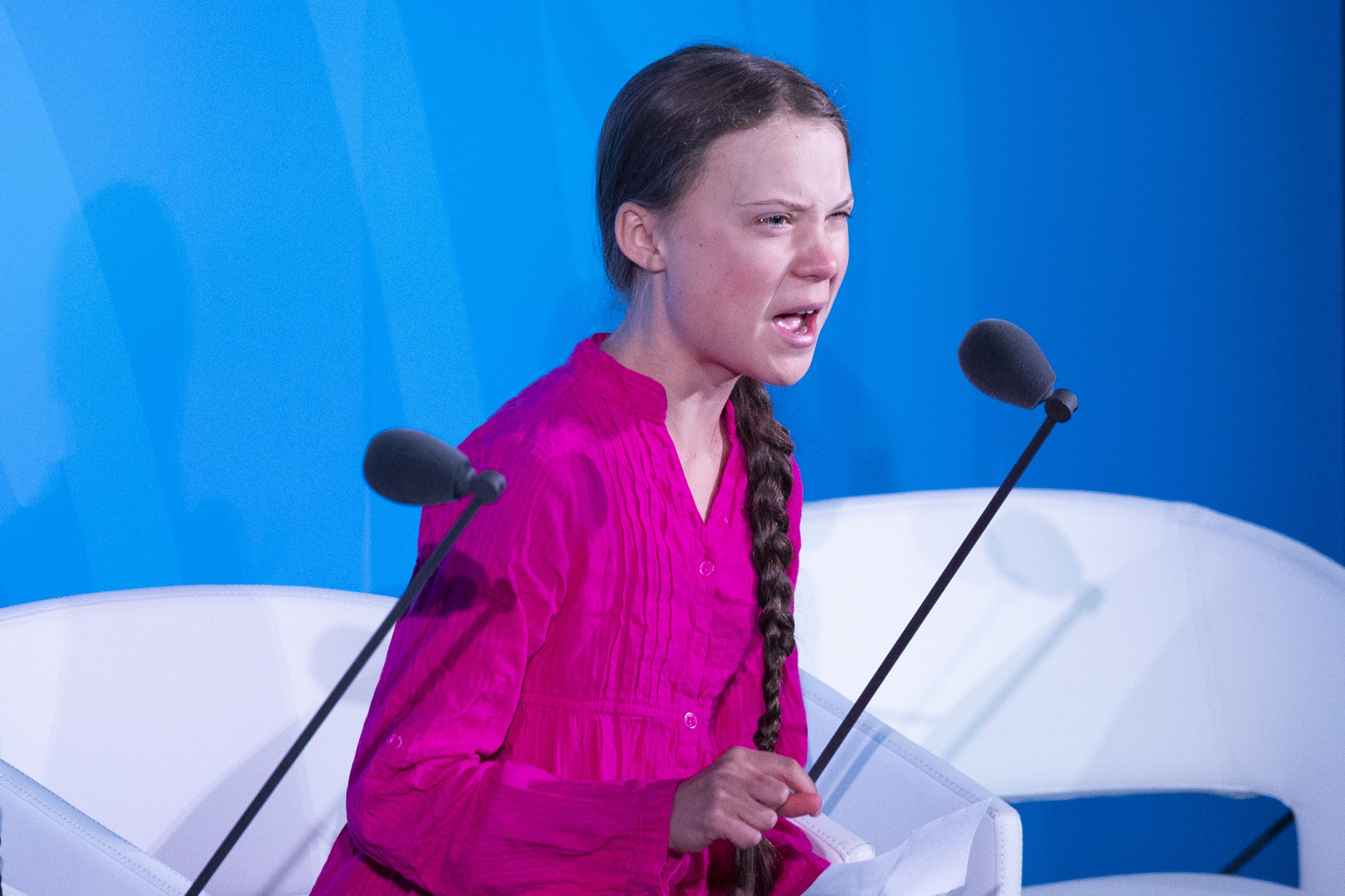 Youth Climate activist Greta Thunberg speaks during the UN Climate Action Summit on September 23, 2019 at the United Nations Headquarters in New York City.