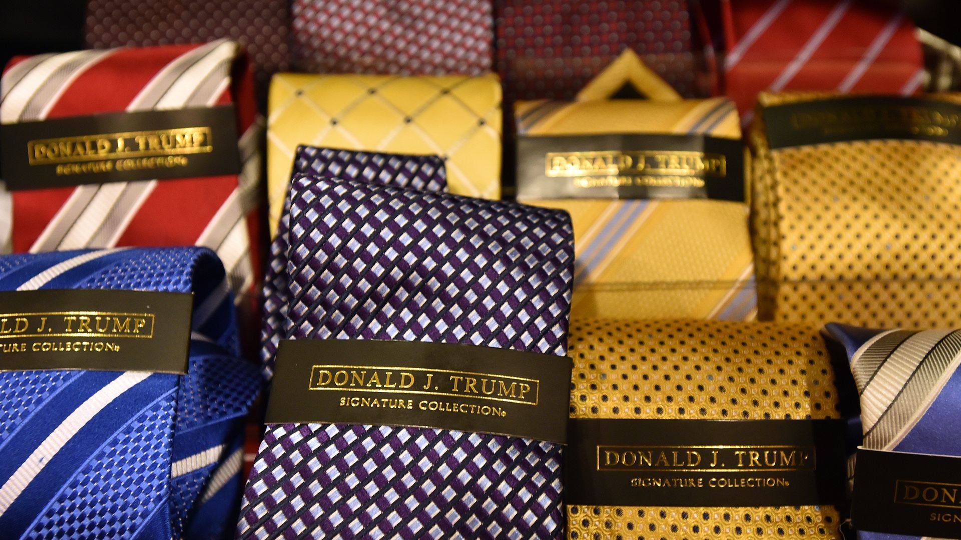 Donald J. Trump brand ties are seen inside the Trump International Hotel in Las Vegas, Nevada on February 23, 2016.