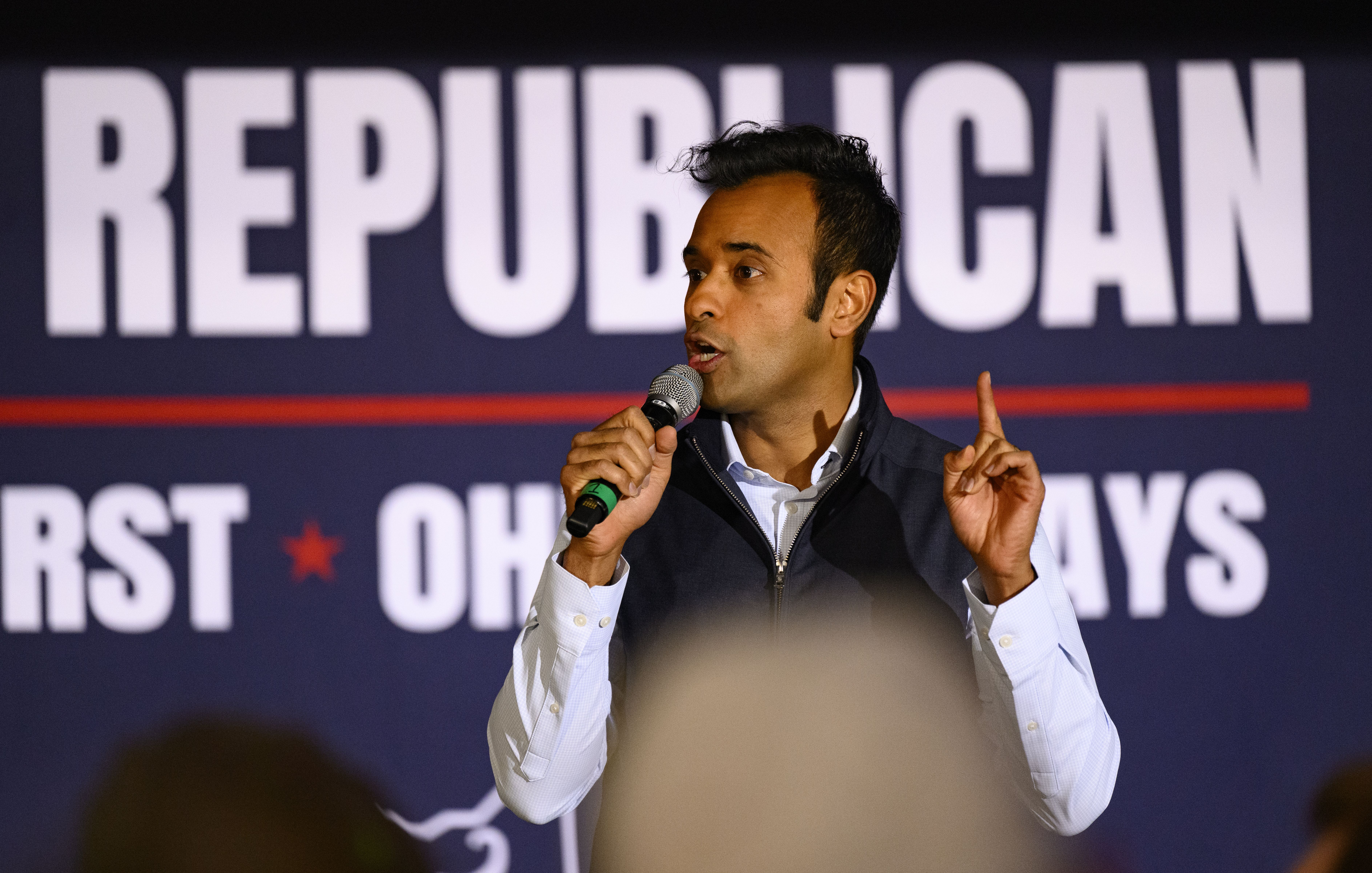 Republican Vivek Ramaswamy campaigns in Strongsville, Ohio, last week.