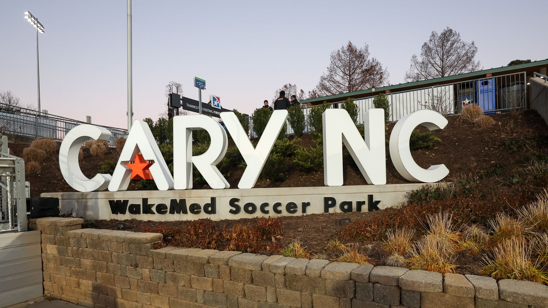 CARY, NORTH CAROLINA - DECEMBER 15: A view of the WakeMed Soccer Park signage prior to the Men's College Cup NCAA Division 1 Men's Soccer Championship between Washington Huskies and NC State Wolfpack at WakeMed Soccer Park on December 15, 2025 in Cary, North Carolina. (Photo by Cory Knowlton/ISI Pho