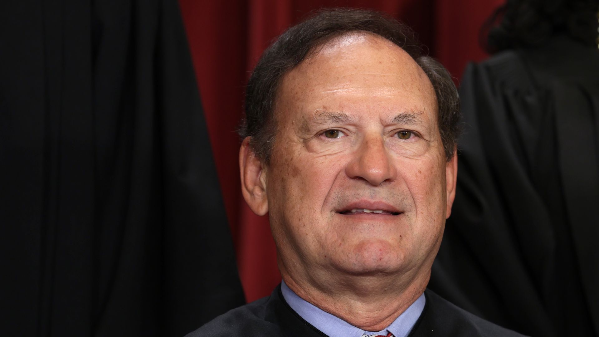 U.S.  Supreme Court Associate Justice Samuel Alito poses for an official portrait at the East Conference Room of the Supreme Court building on October 7, 2022 in Washington, DC. 