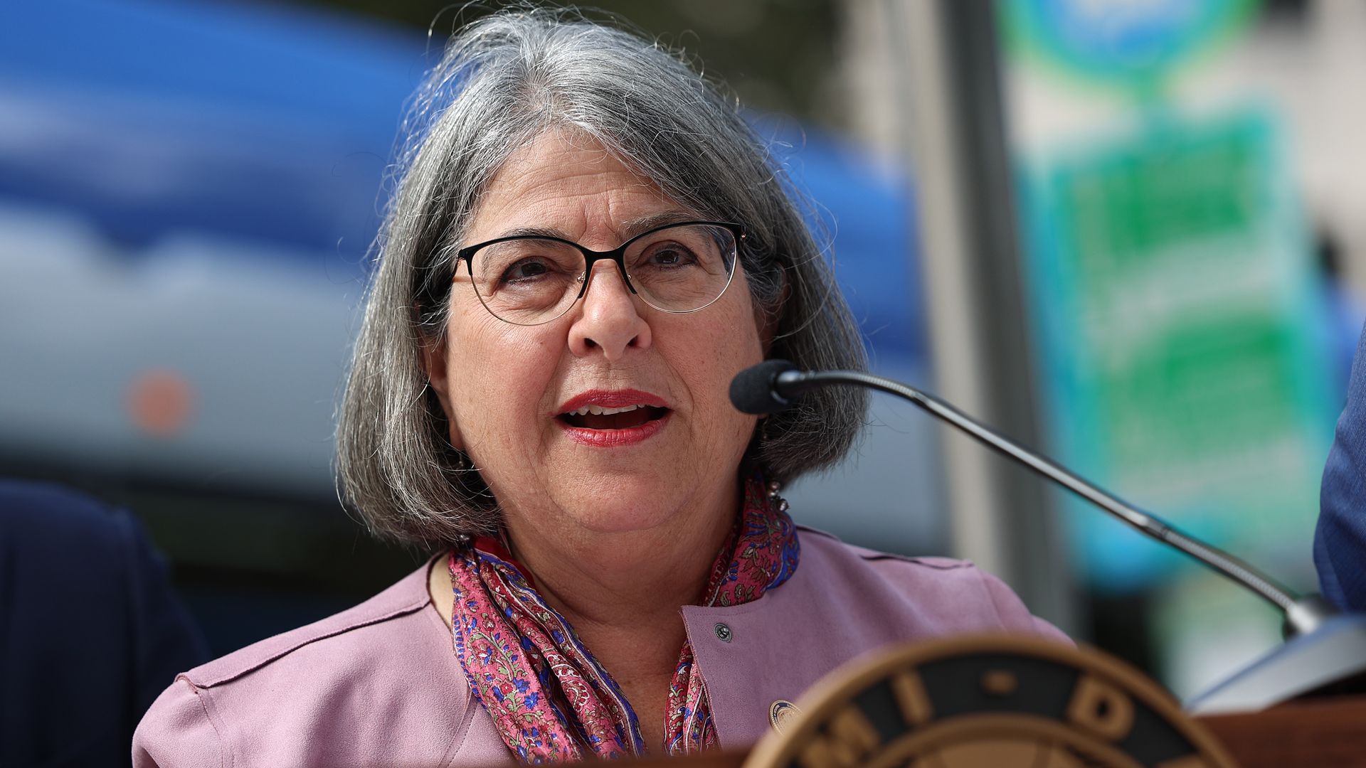 Miami-Dade County Mayor Daniella Levine Cava speaks to the media 