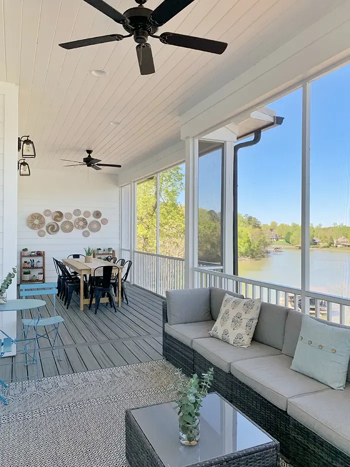 Sarah Crosland's custom cottage on Lake Wylie porch
