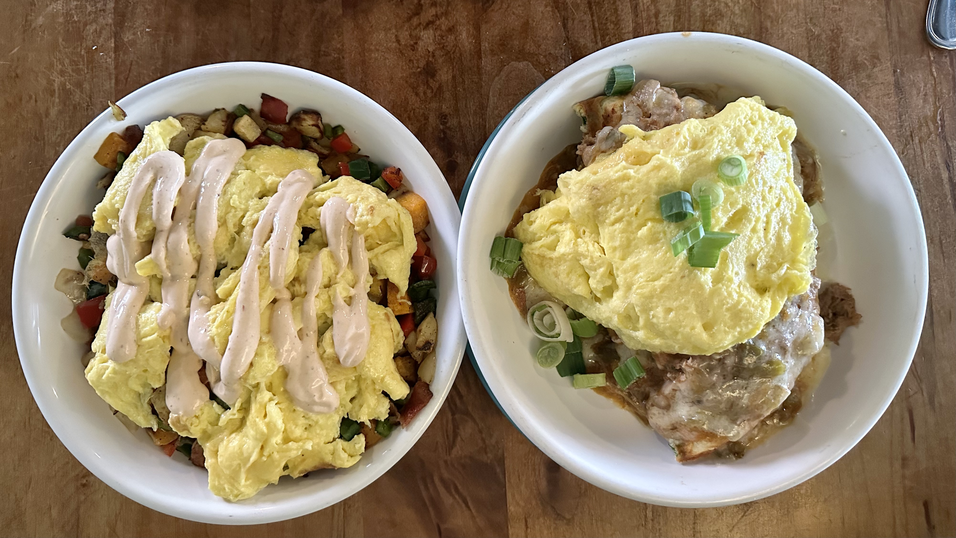 The Myrtle Hill hash and the cornmeal waffle with pork green chile. Photo: John Frank/Axios