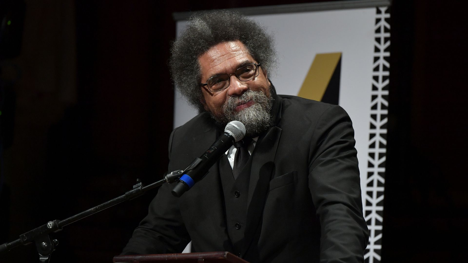 Cornel West speaks at the 2019 Hutchins Center Honors W.E.B. Du Bois Medal Ceremony at Harvard University.