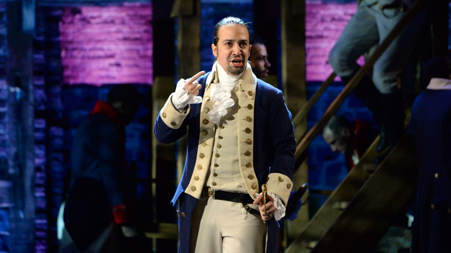 Lin-Manuel Miranda performing onstage during the 70th Annual Tony Awards in 2016