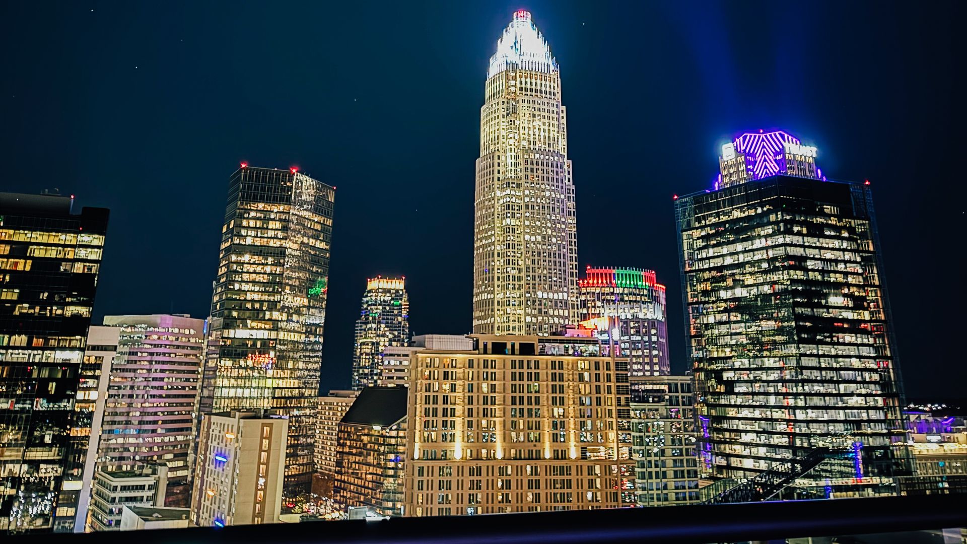 Uptown Charlotte skyline at night