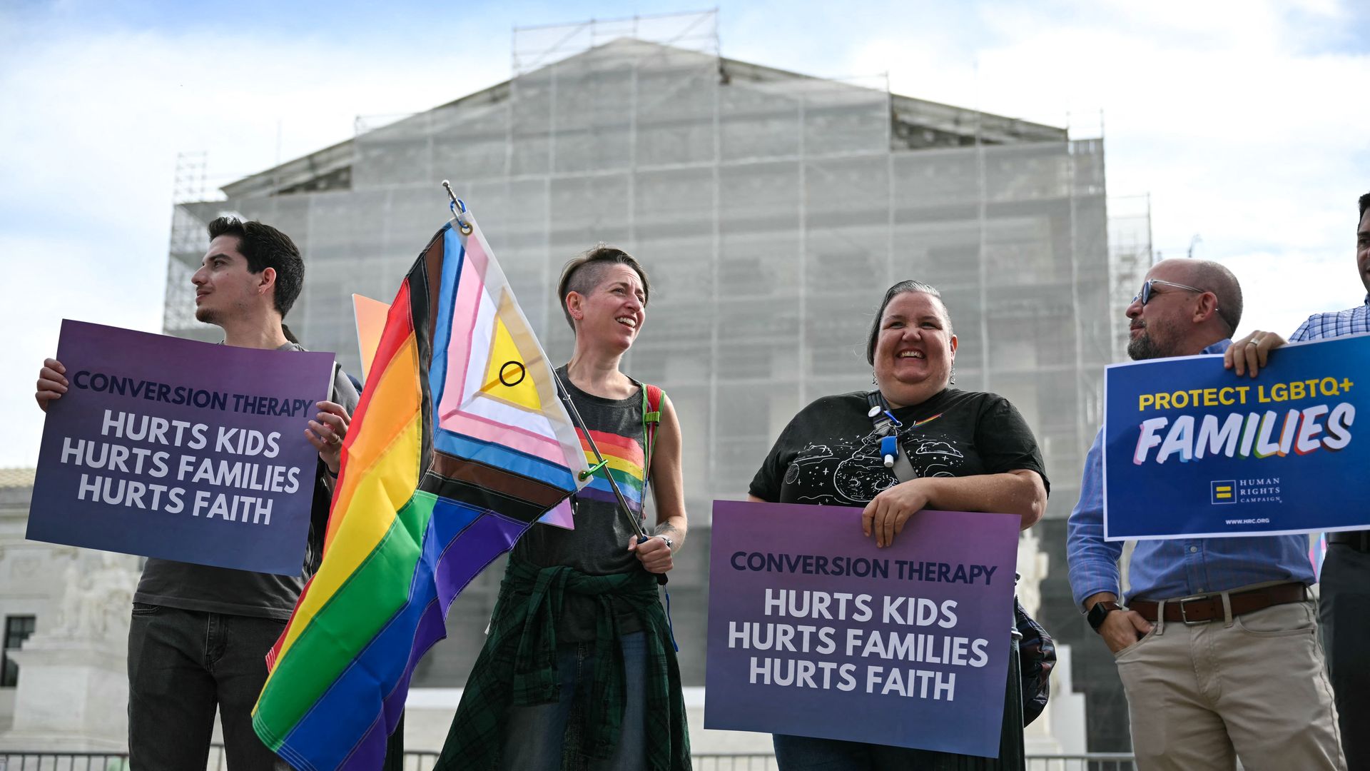 Anti-conversion therapy protestors at the Supreme Court, Oct. 7