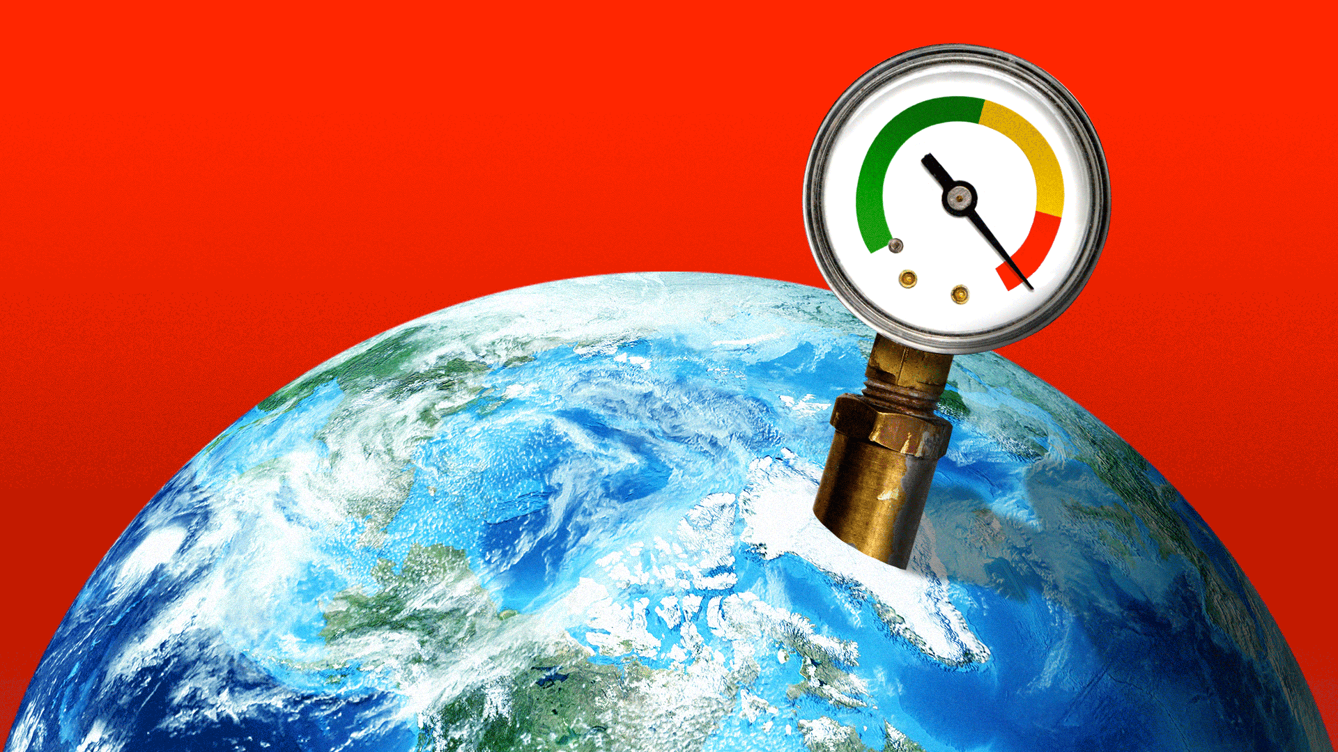Animated illustration of a pressure gauge sticking out of the Earth. 
