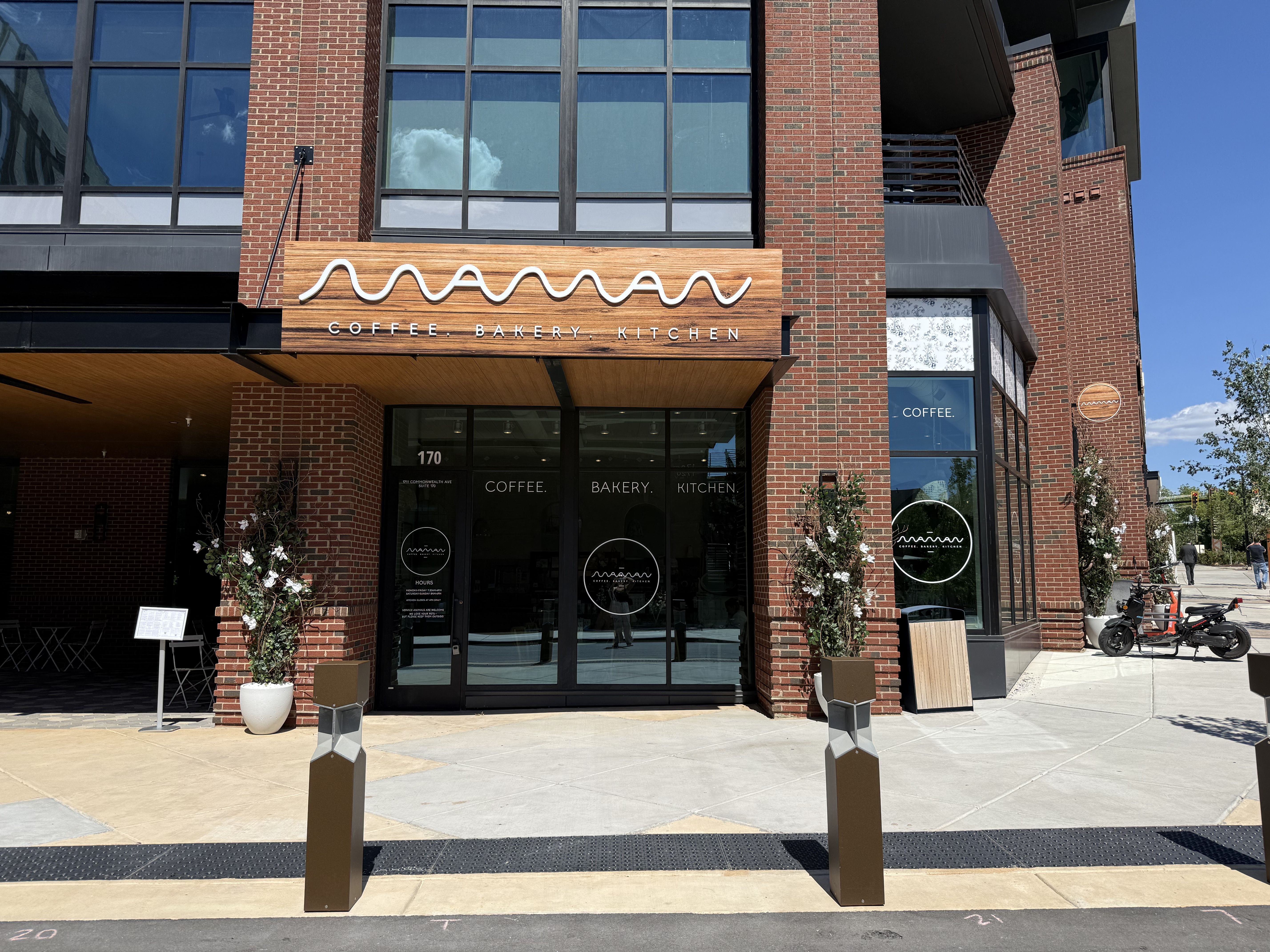 Exterior of Maman Plaza Midwood. Photo: McKenzie Rankin/Axios
