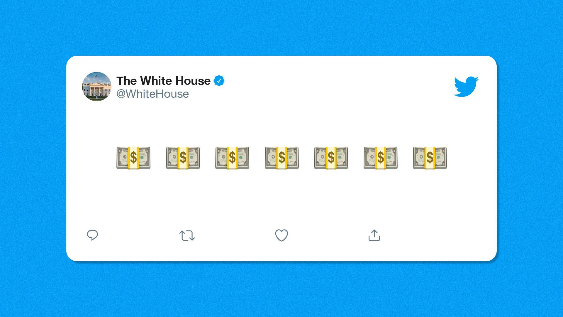 Illustration of White House twitter account with cash emojis