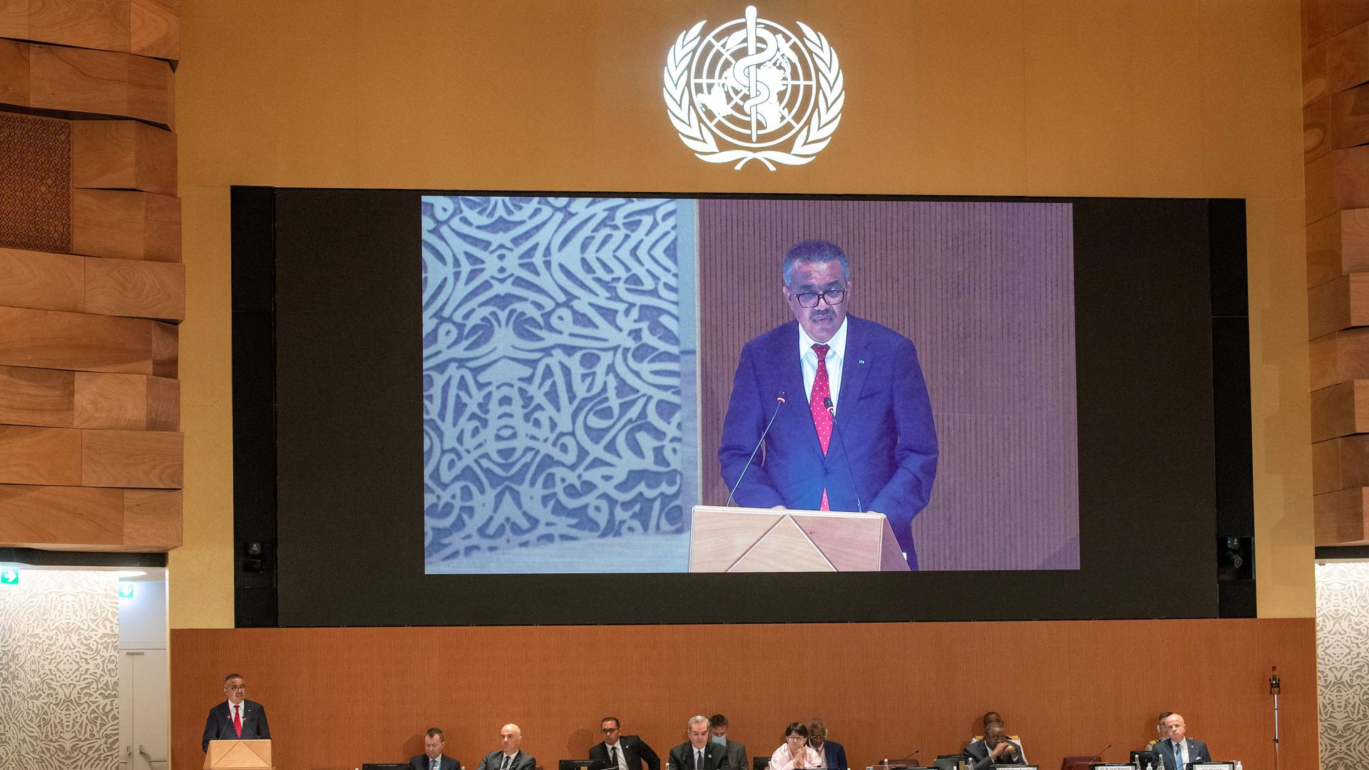 World Health Organisation (WHO) Director-General Tedros Adhanom Ghebreyesus delivers a speech on the opening day of 75th World Health Assembly of the World Health Organisation.