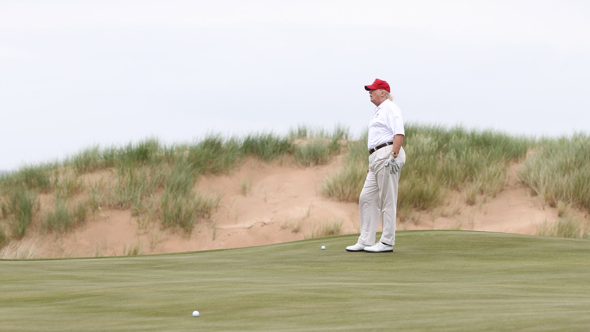 Trump at his golf course in Scotland