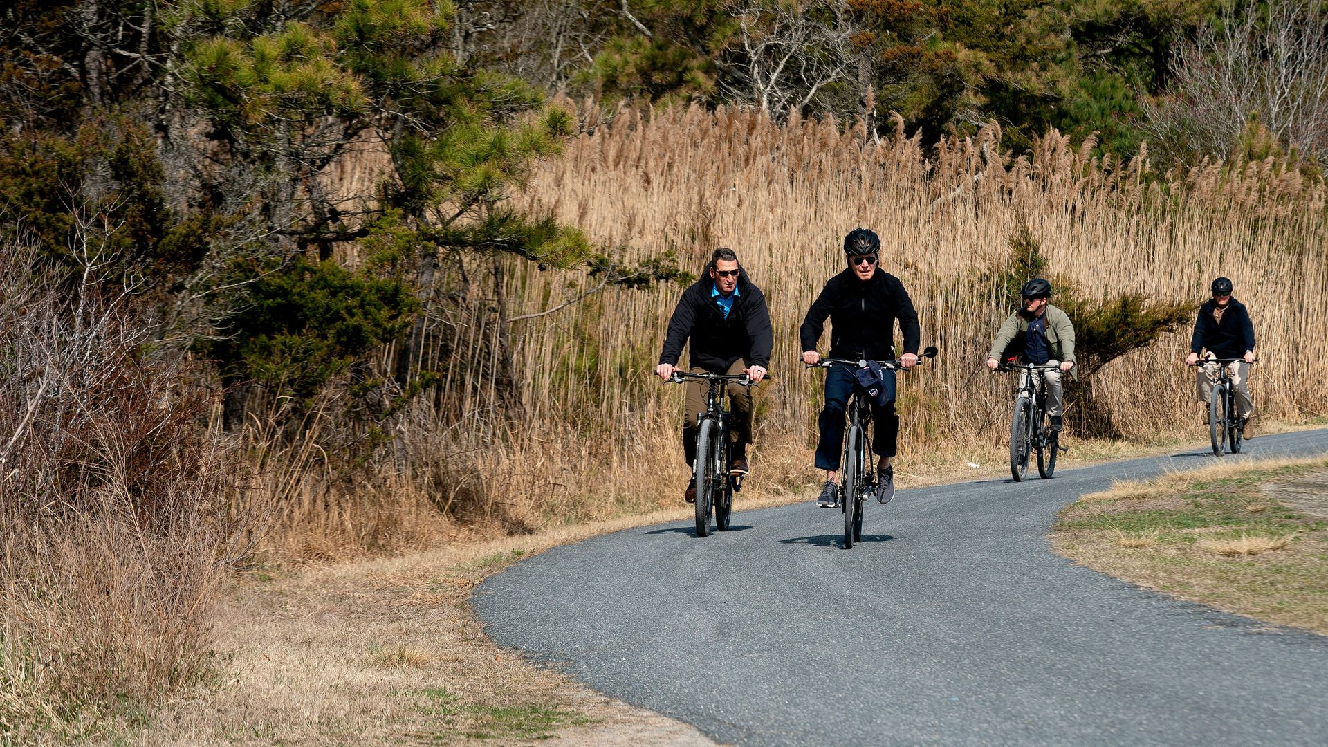 President Biden is seen during a bike ride in Rehoboth Beach, Del.